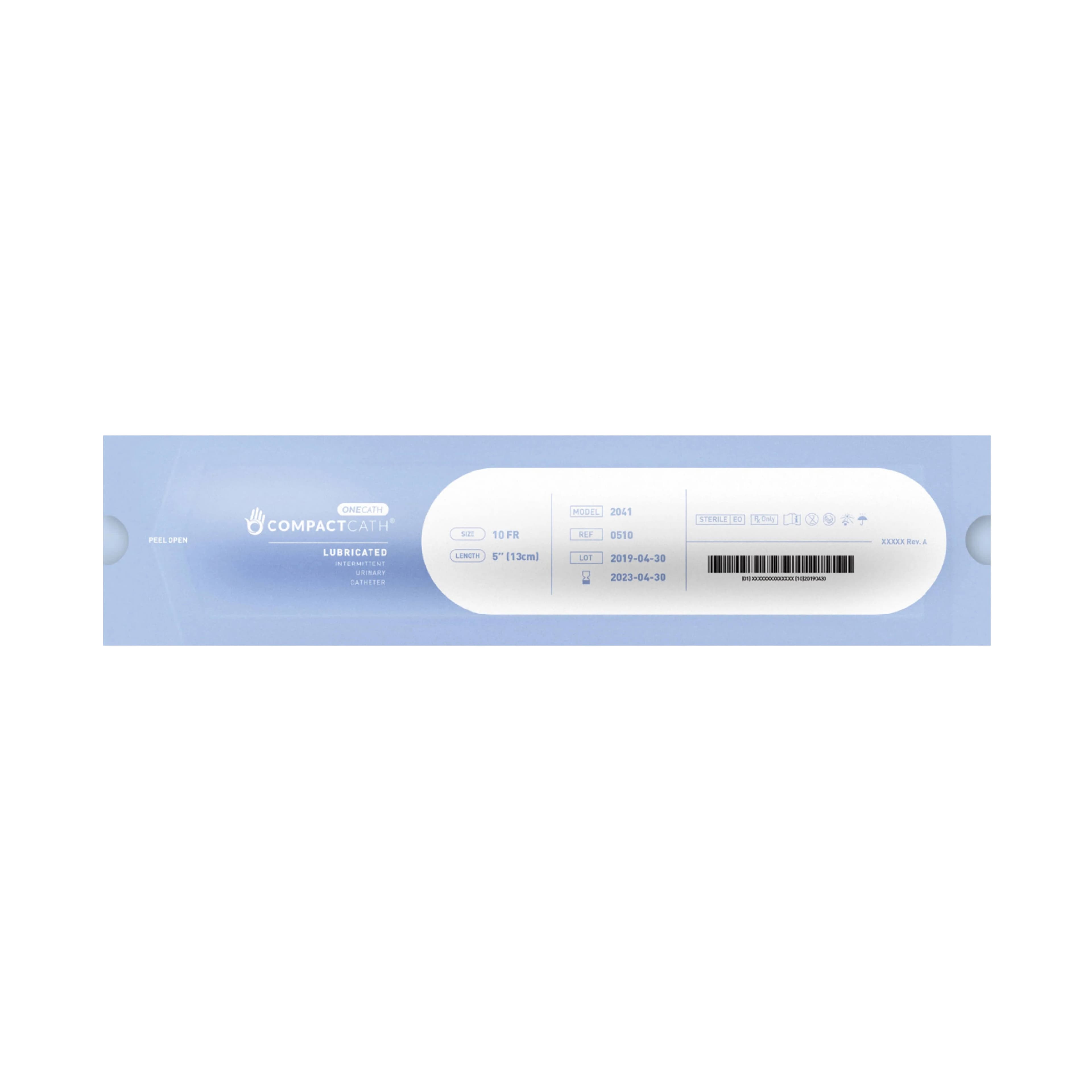 CompactCath OneCath Pre-Lubricated Catheter, 10 Fr, 5" - Box of 30 - Image 1