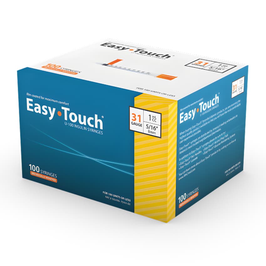EasyTouch U-100 Insulin Syringes, 31G x 5/16", 1 mL - Box of 100 - Image 1