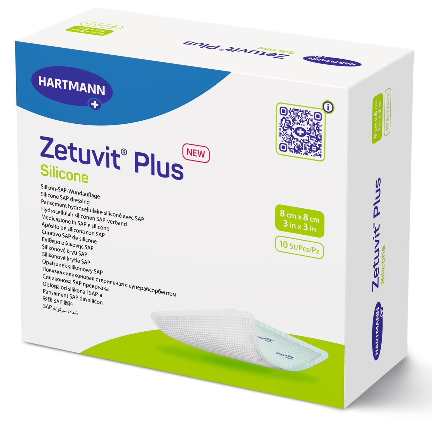 Zetuvit Plus Silicone Non Border Superabsorbent Dressing, 3 x 3 Inch - Box of 10 - Image 1