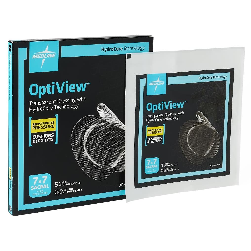 Medline OptiView Transparent HydroCore Wound Dressing, Sacrum, 7 x 7 Inch - Case of 40 - Image 1