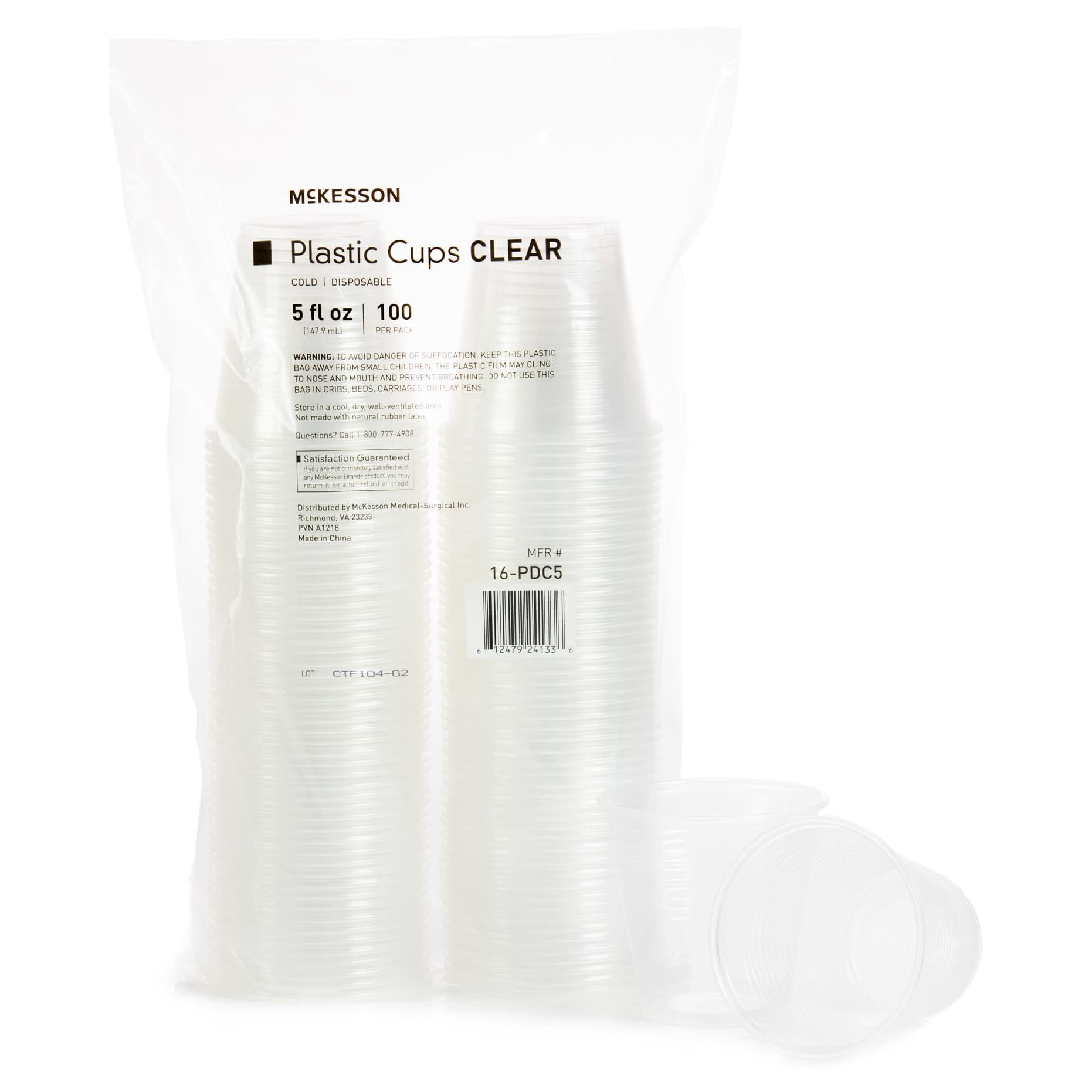 McKesson Drinking Cup Without Handle Cold Disposable, Clear, 5 oz. - Case of 2000 - Image 1