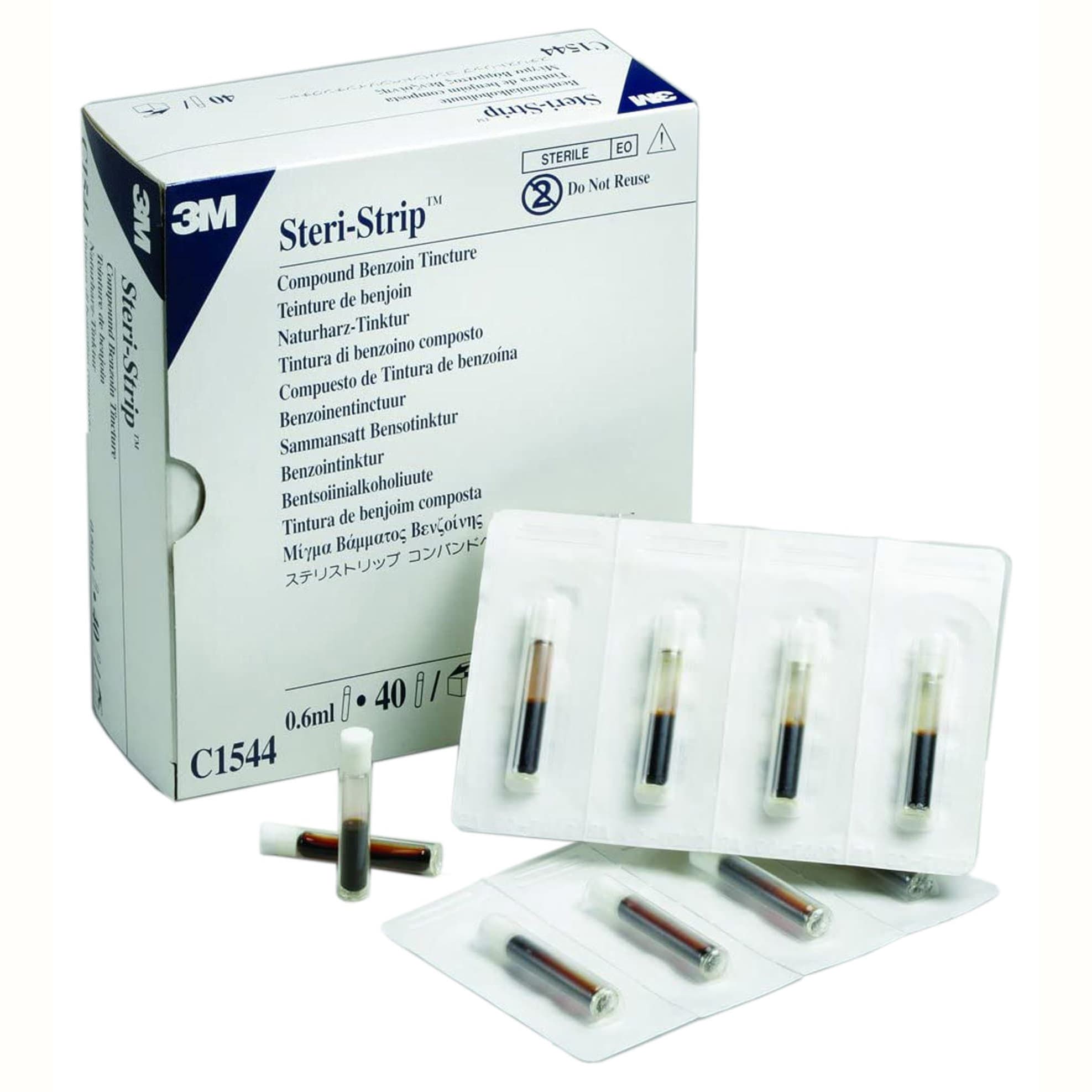 3M Steri-Strip Compound Benzoin Tincture, 12-3/5" x 7-3/5" - Box of 40 - Image 1