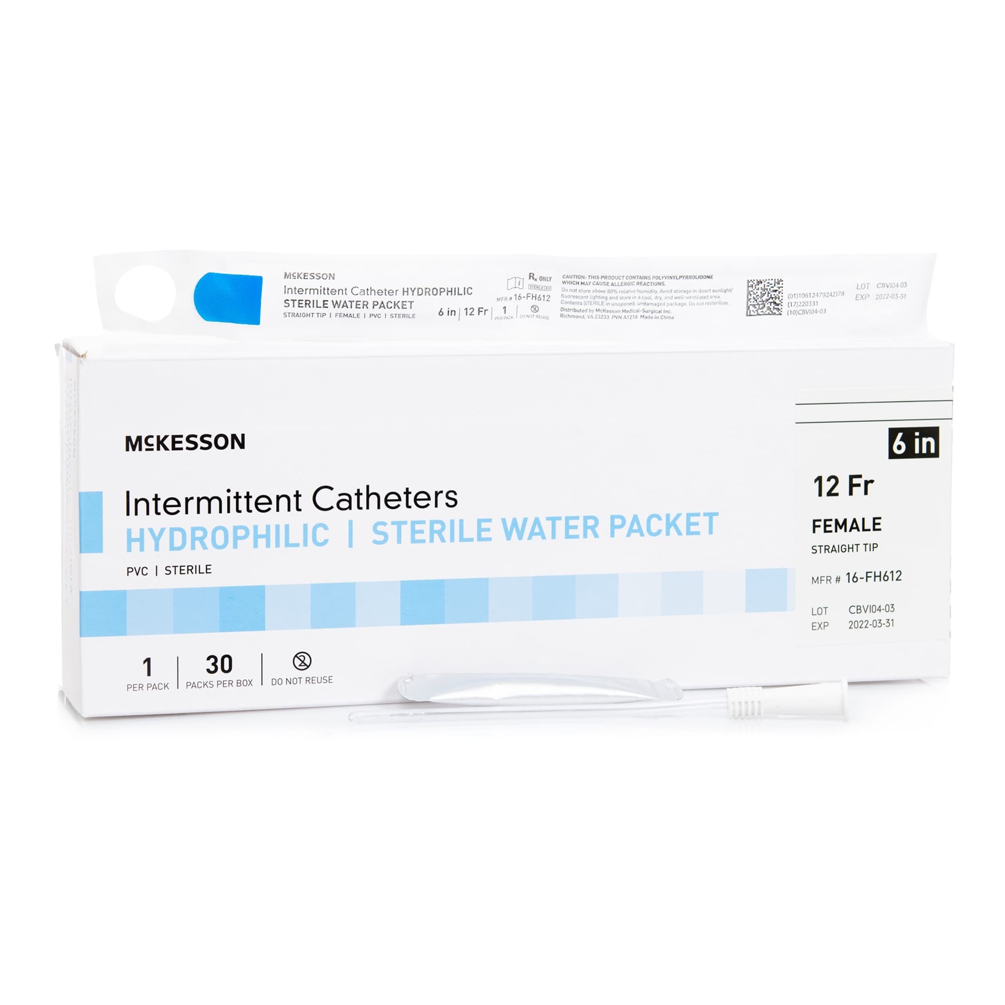 McKesson Intermittent Catheter with Hydrophilic Coating For Women
