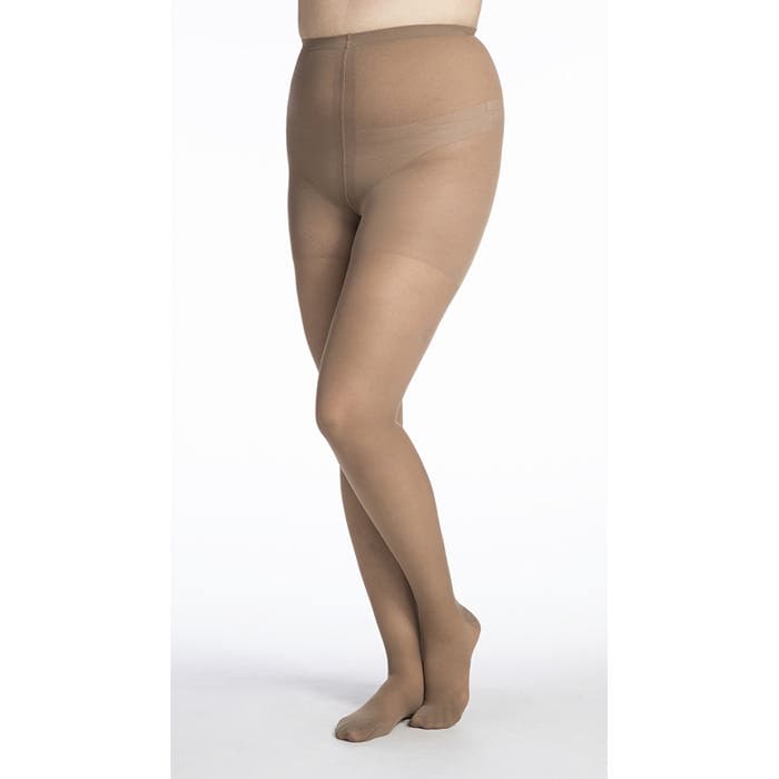 Sigvaris Women's Style Sheer Closed Toe Compression Pantyhose, 20-30mmHg, Medium-Short, Cafe - Pair - Image 1