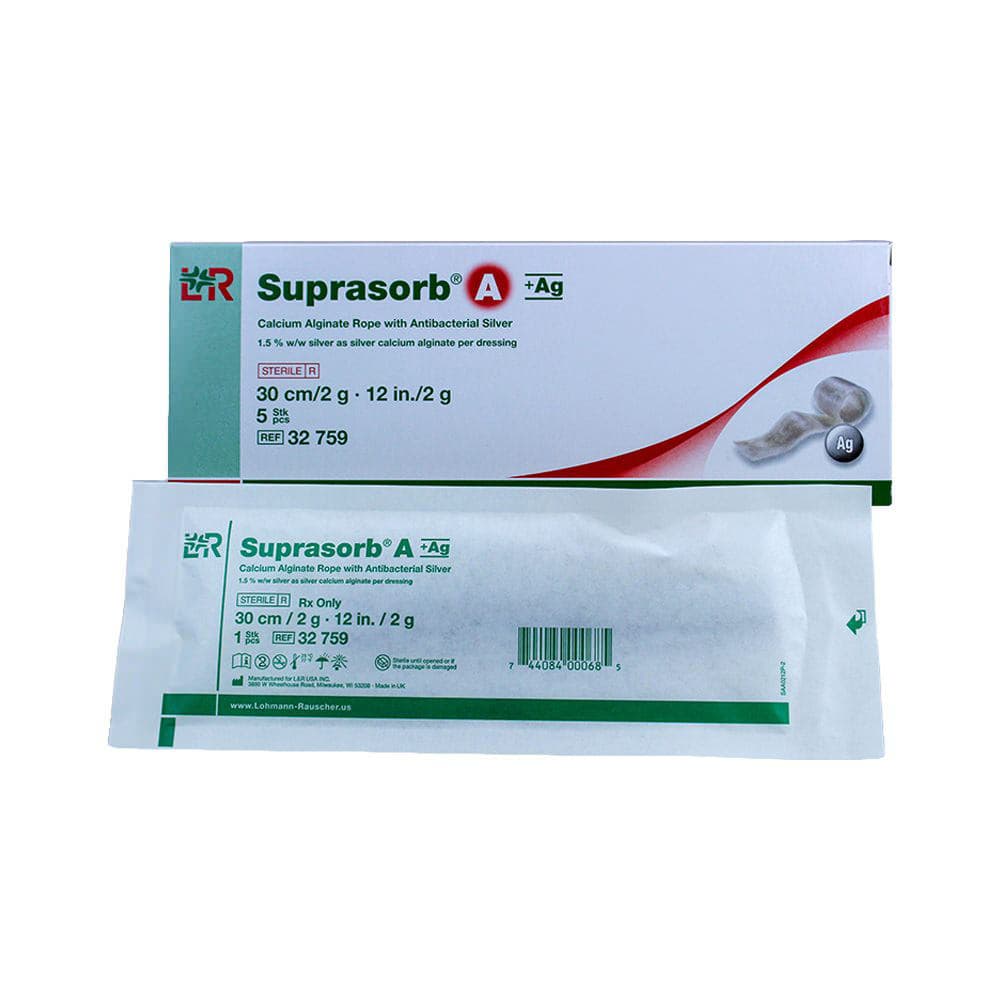 Suprasorb A + Ag Calcium Alginate Rope - Box of 5 - Image 1