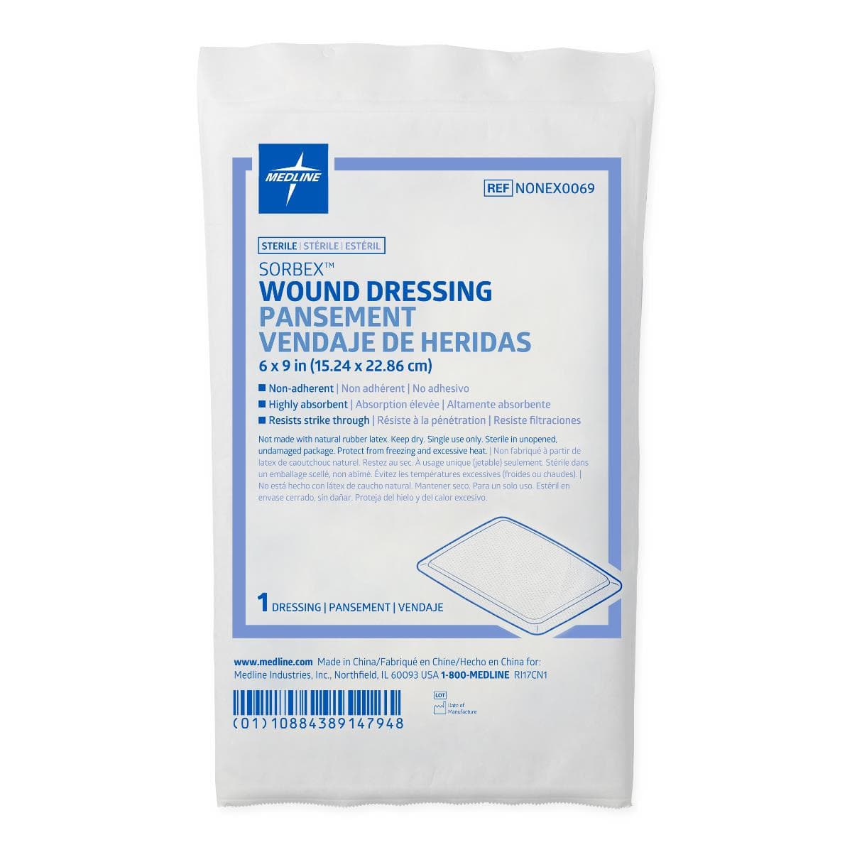 Medline Sorbex Sterile Absorbent Dressing, 6 x 9 Inch - Image 1