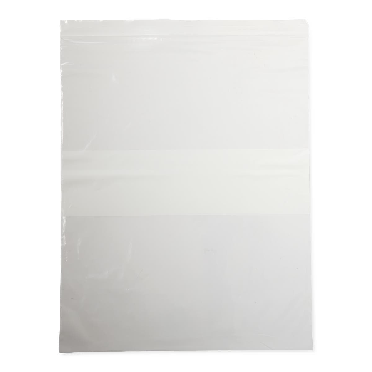 Medline Plastic Bags with Zip Closure and White Write-On Block, 2 mil, 12" x 15" - Bag of 100 - Image 1
