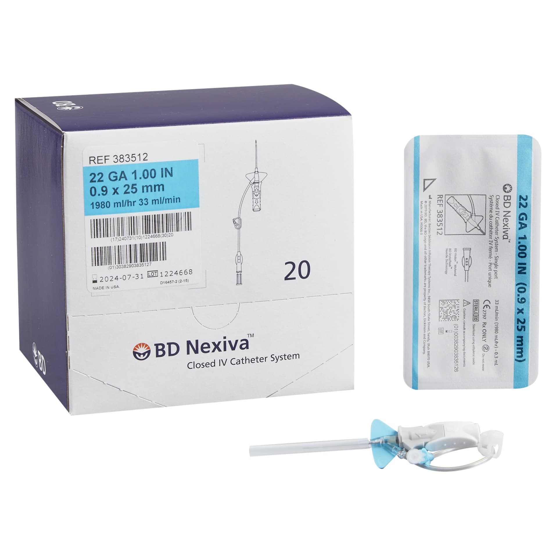 BD Nexiva Closed IV Blue Catheter System