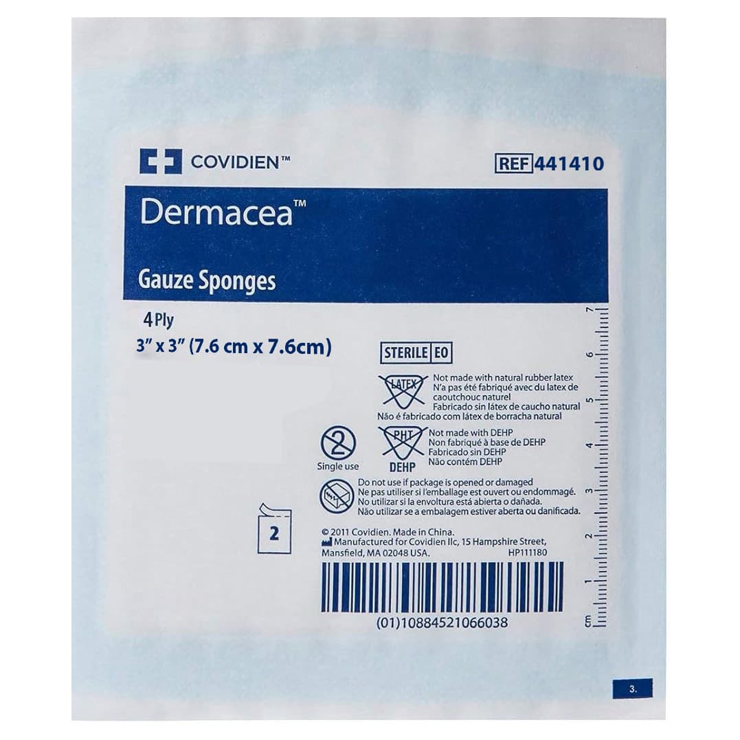 Dermacea 4 Ply Non-woven All-Purpose Sponges, 3 x 3 Inch, Sterile - Package of 2 - Image 1