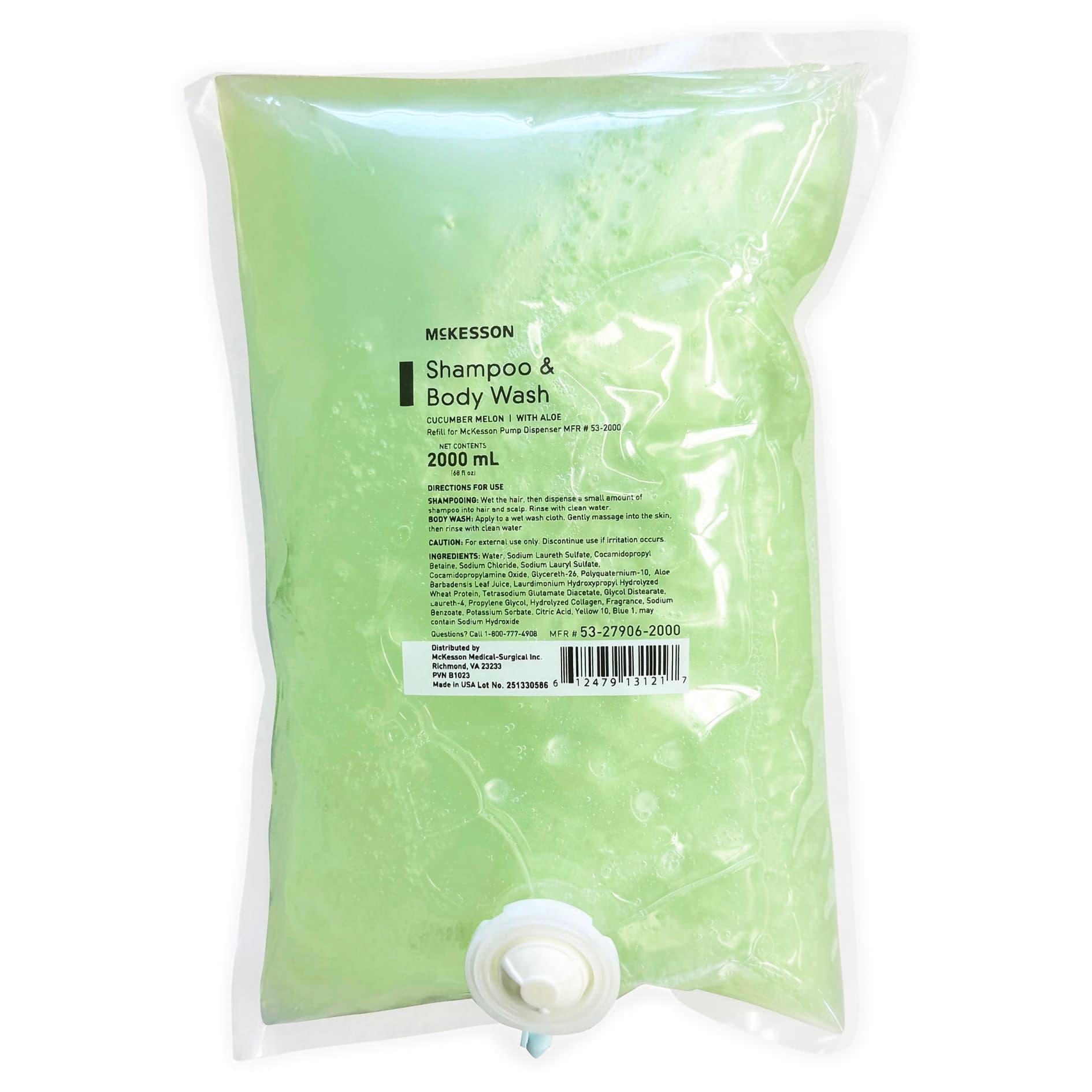 McKesson Shampoo and Body Wash with Aloe, Cucumber Melon Scent, 2000 ml - Case of 4 - Image 1
