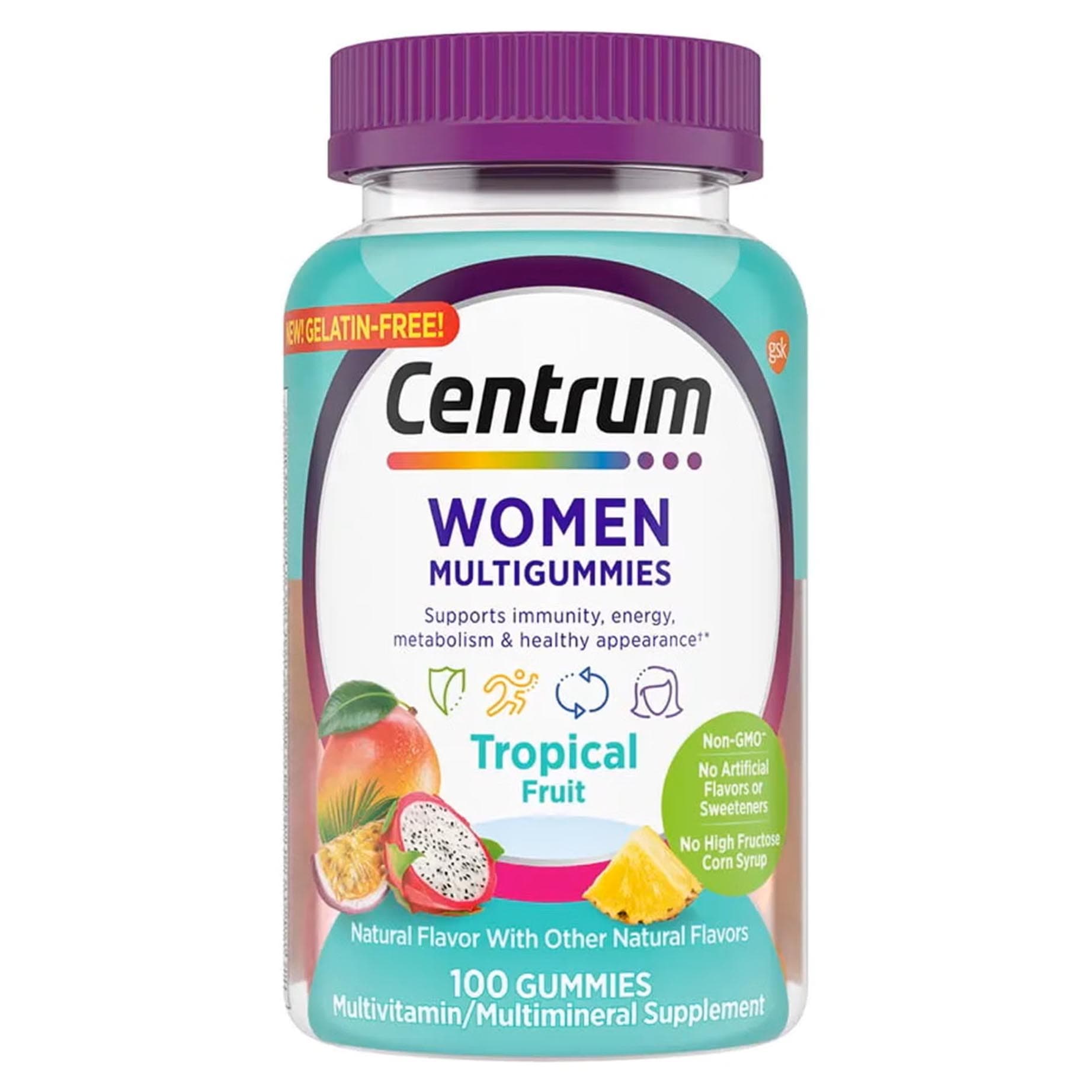 Centrum Women Multivitamin Gummies, Fruit Flavor - Bottle of 100