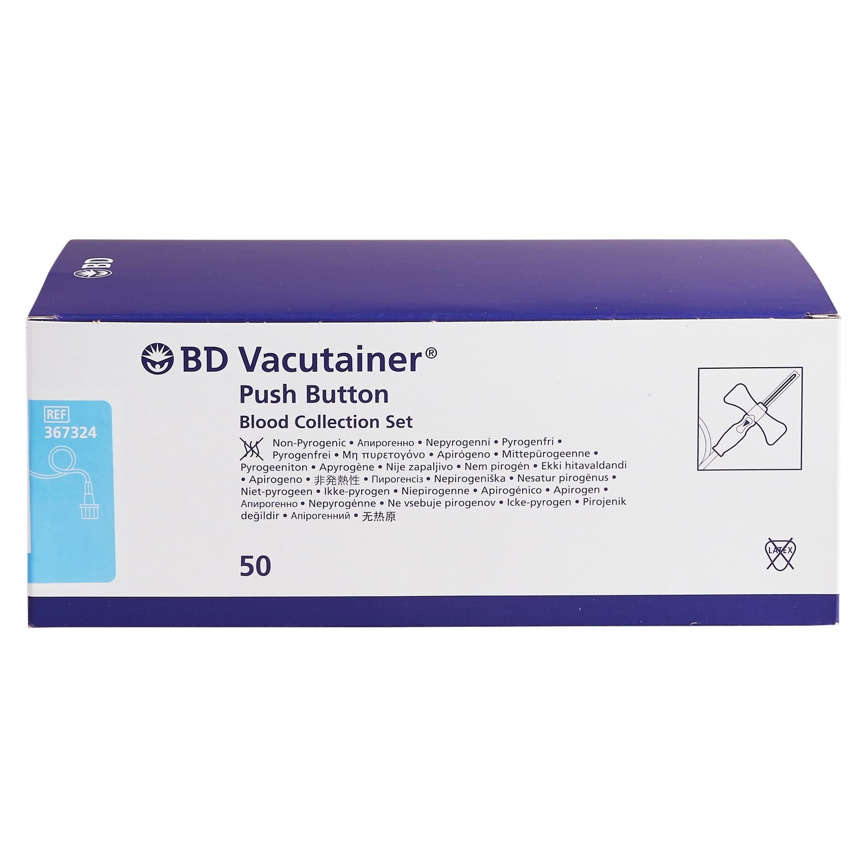 BD Vacutainer Push Button Blood Collection Set Without Luer Adapter, 3/4 Inch Needle L, 12 Inch Tubing - Image 2