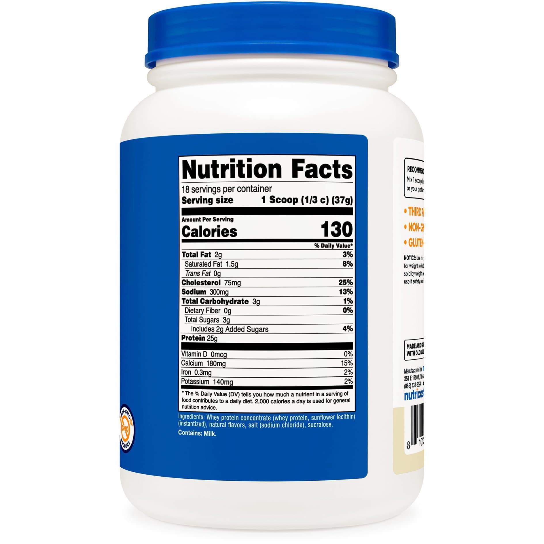 Nutricost Whey Protein Concentrate Powder, Vanilla, 1.5 lb. - 1 Bottle - Image 1