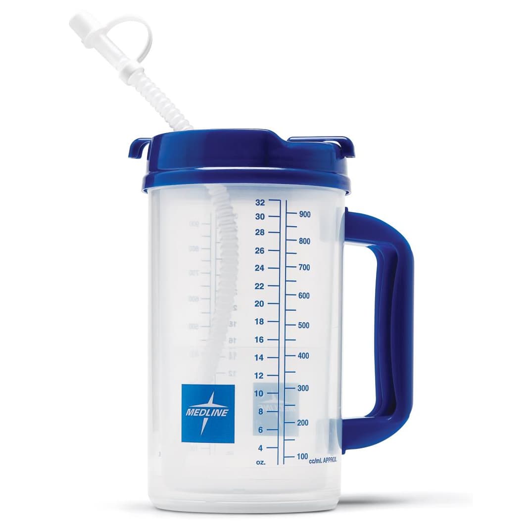Medline Insulated Carafes with Blue Swivel Lid, 32 oz - Each - Image 1