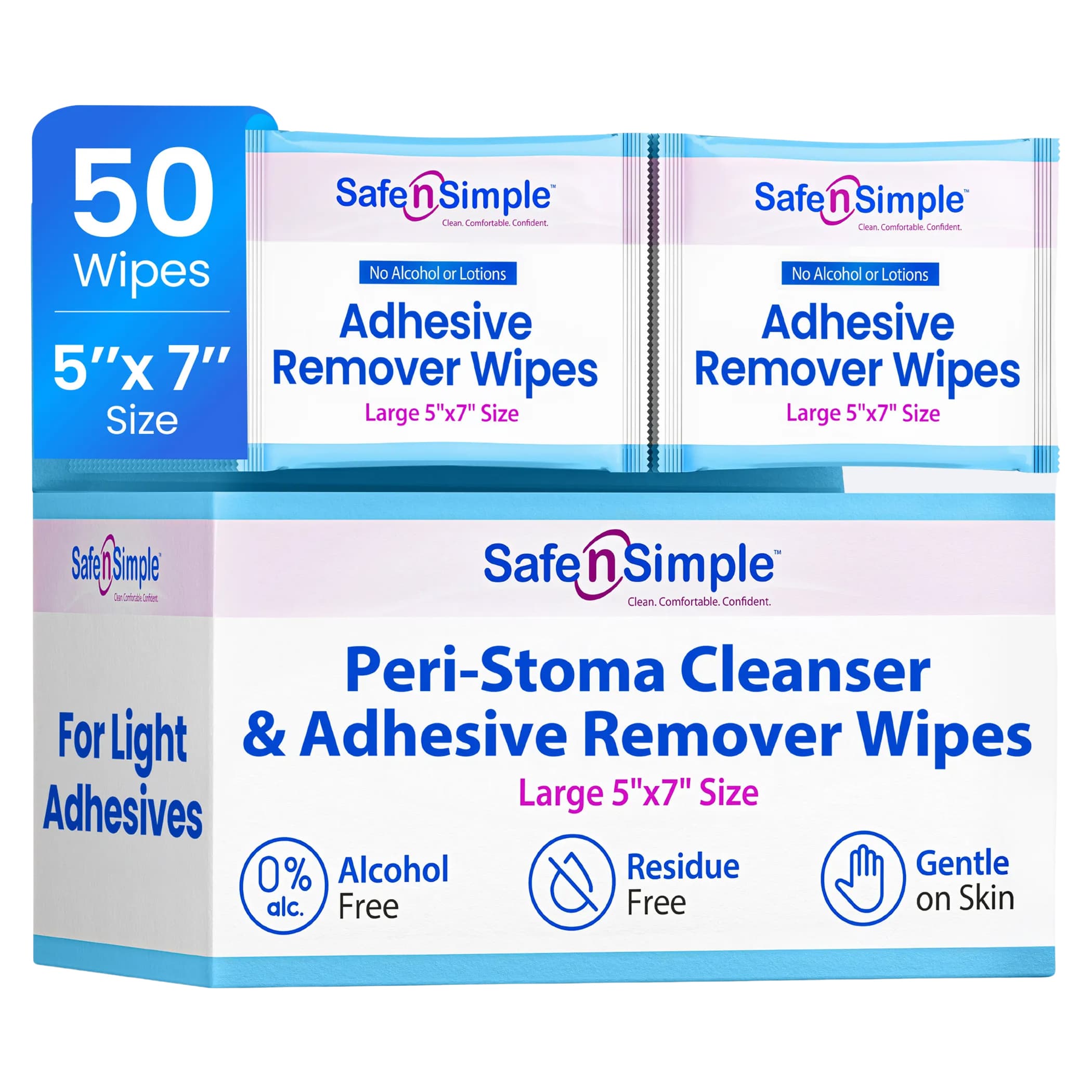 Safe n' Simple Alcohol Free Adhesive Removers - Box of 50 - Image 1