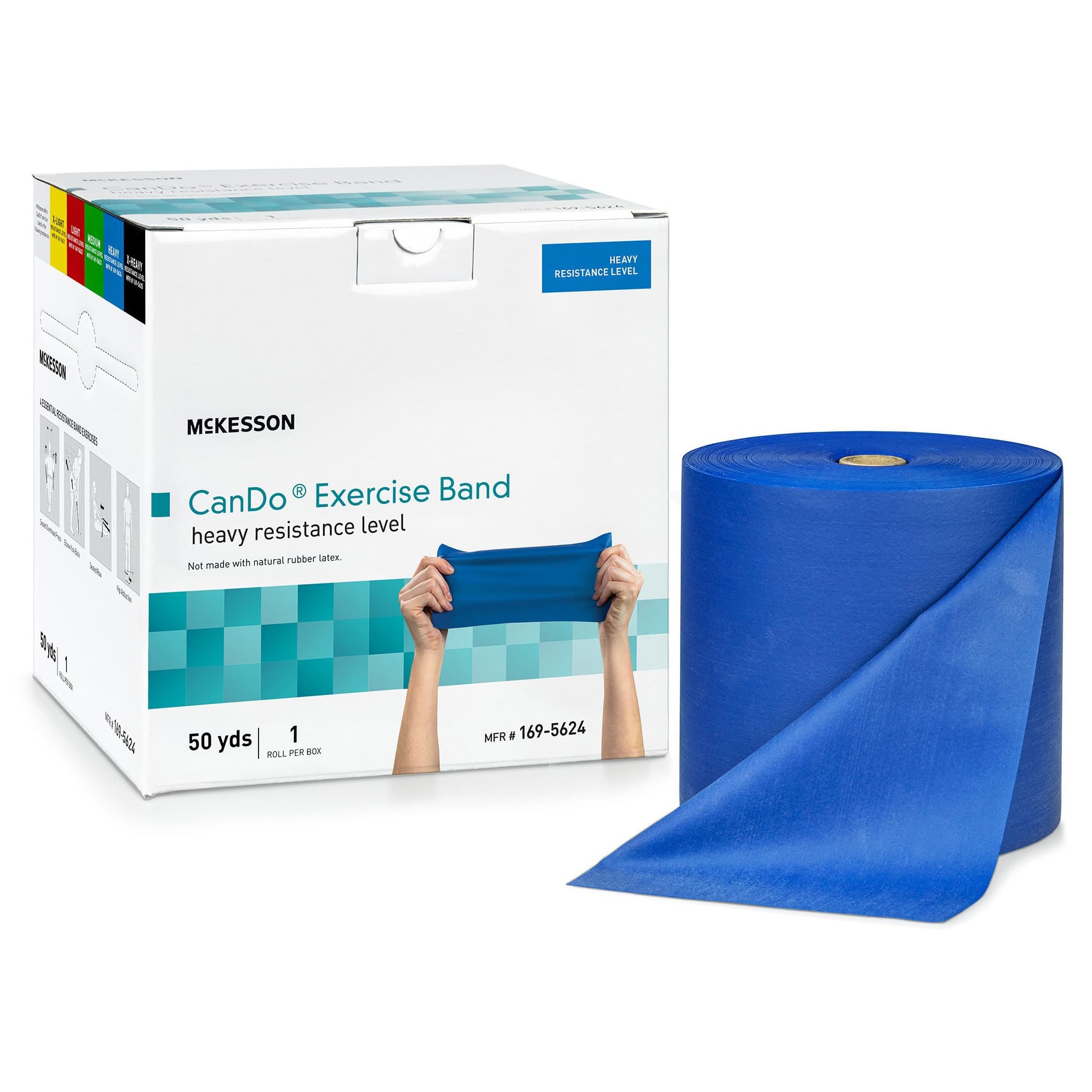 McKesson CanDo Blue Heavy Resistance Exercise Band, 5 Inch X 50 Yard - Image 1