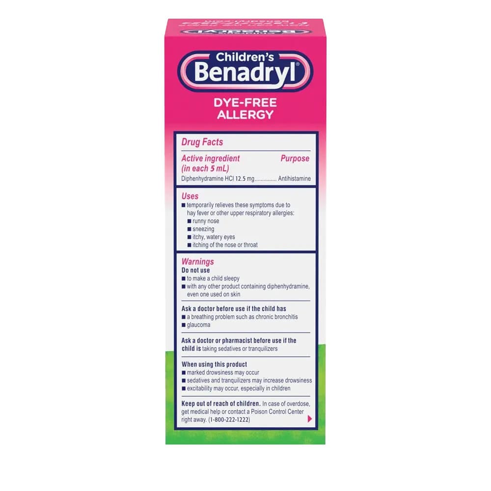 Children’s BENADRYL Dye-Free Allergy Liquid, 4 oz - Each - Image 2