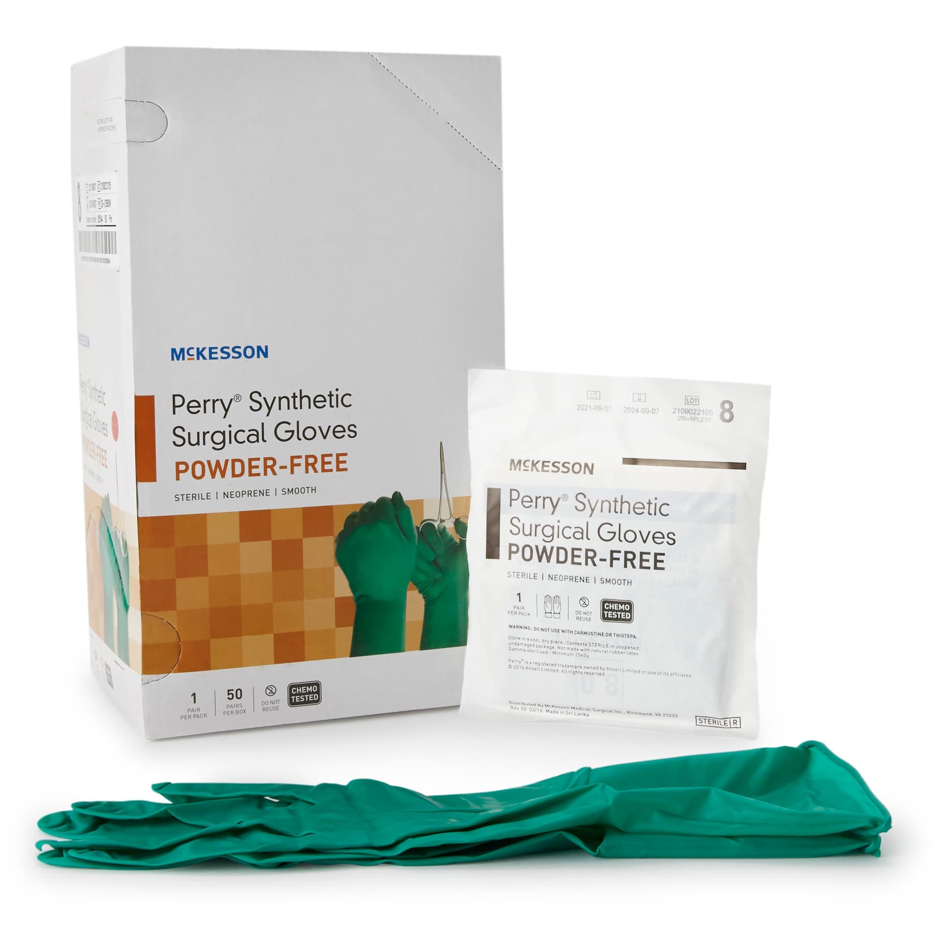 McKesson Perry Performance Plus Neoprene Powder-Free Sterile Surgical Gloves, Size 8 - Case of 400 - Image 1