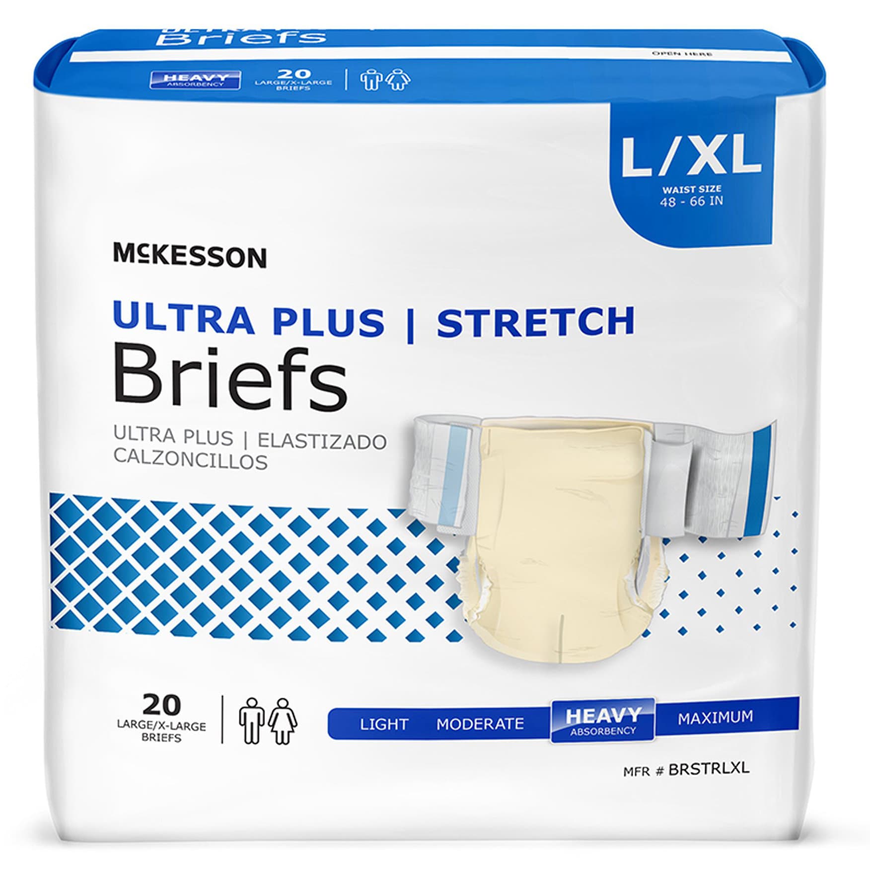 McKesson Ultra Plus Stretch Briefs, Large-Extra Large - Bag of 20 - Image 1