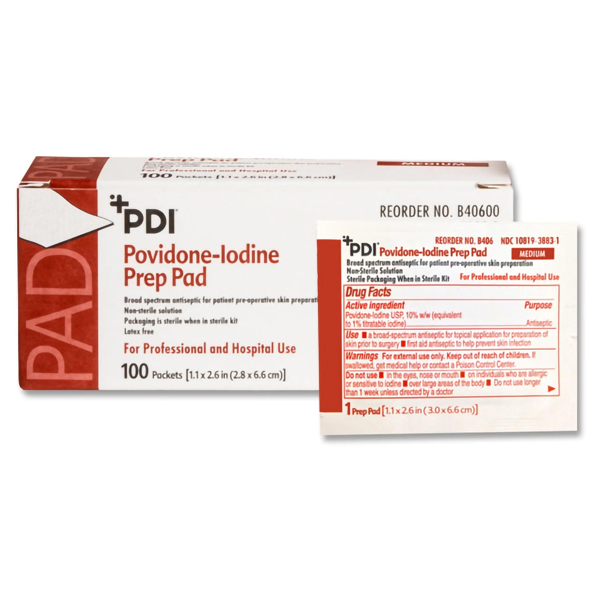 PDI NonWoven Gauge Faint Iodine PVP Prep Pad, 1.19 x 2.25 Inch - Case of 1000 - Image 1