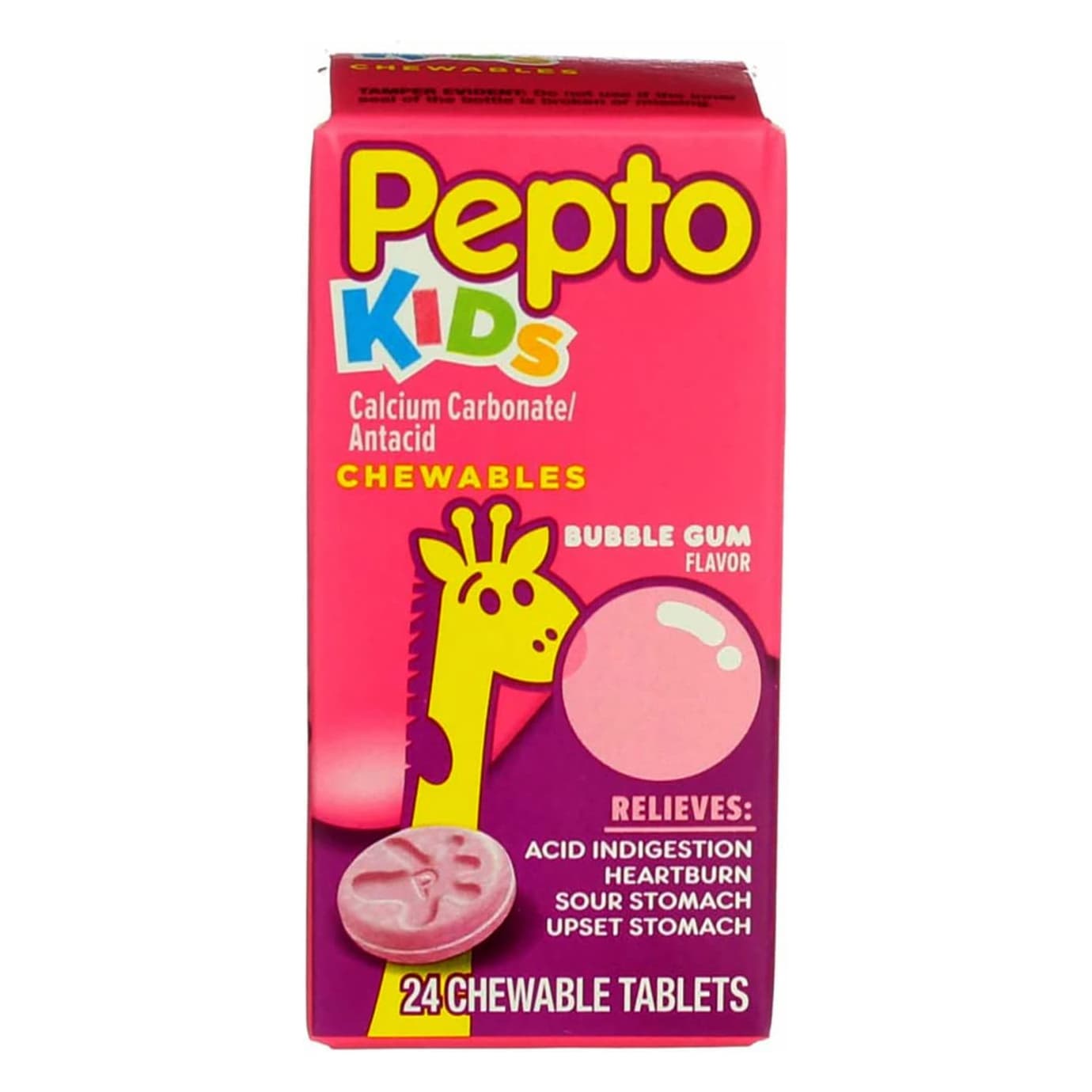 Pepto Bismol, Kids, Pepto Chewables Tablet , Bubblegum Flavor, 24 Count - Each - Image 1