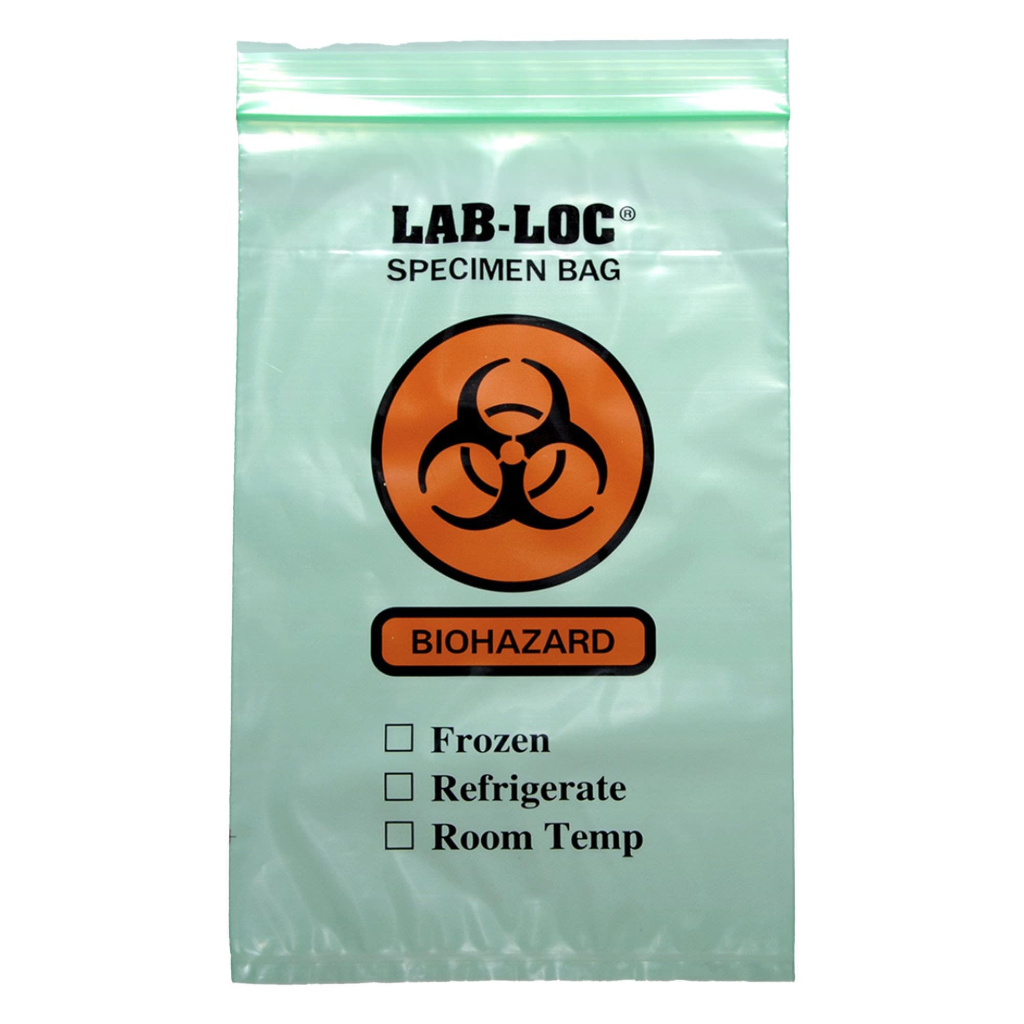 Lab-Loc NonSterile Specimen Transport Bag with Document Pouch, Green Tint, 6 x 9" - Package of 100 - Image 1