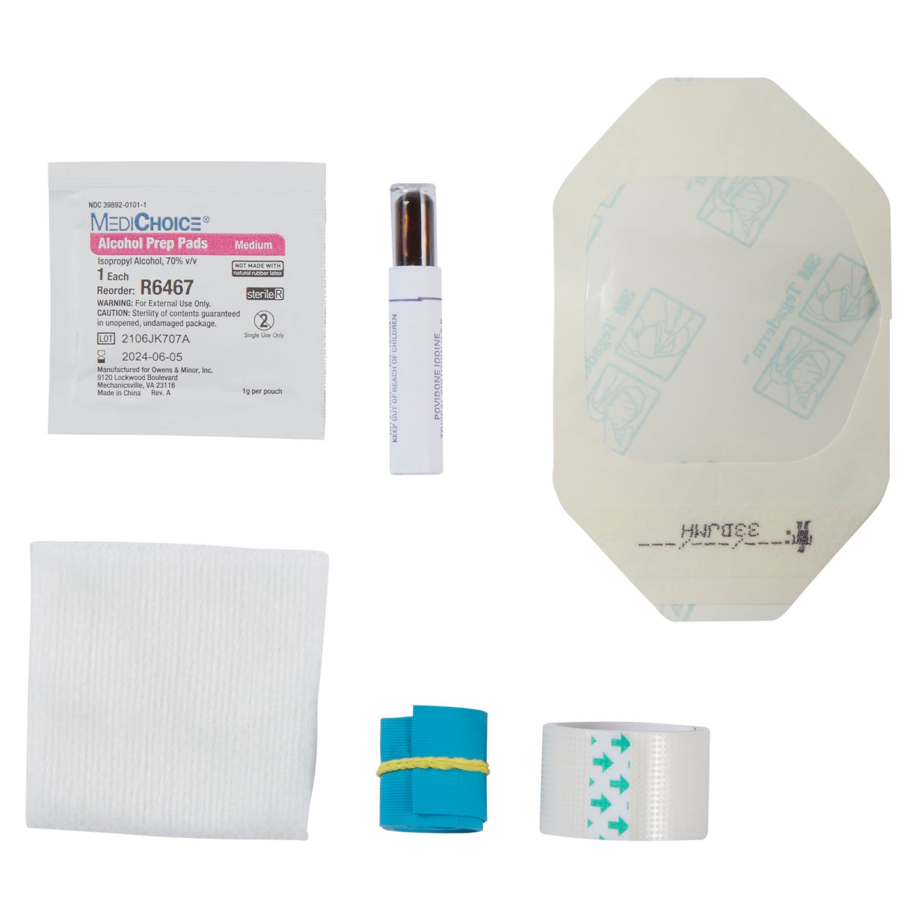 McKesson I.V. Start Kit with Tegaderm Dressing and PVP Ampule - Image 1