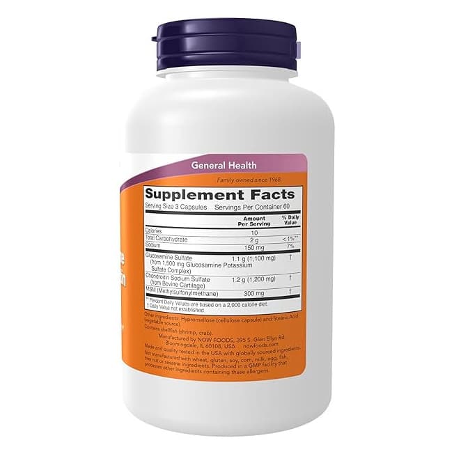 Now Foods Glucosamine & Chondroitin with MSM Capsules - Bottle of 180 - Image 2