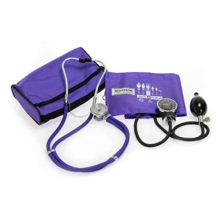 McKesson Aneroid Sphygmomanometer Combo Kit and Stethoscope, Purple - Case of 10 - Image 1