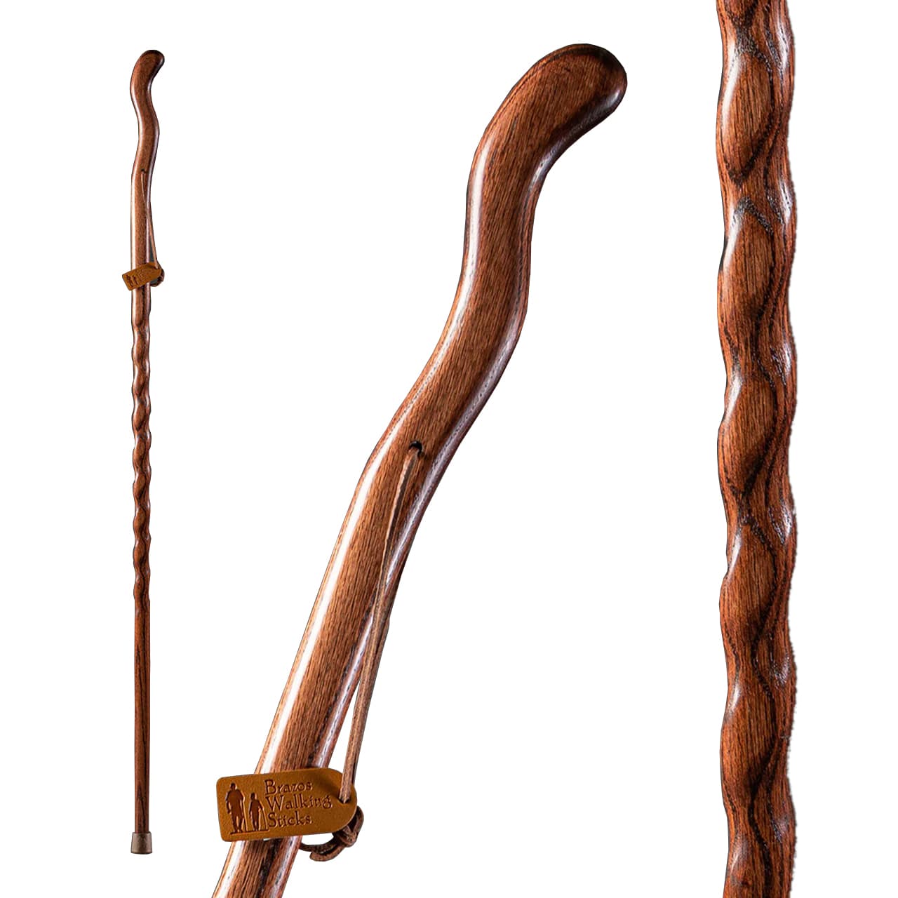Mabis Brazos Twisted Oak Fitness Handcrafted Walking Stick, 48 Inch, Red - Each - Image 1