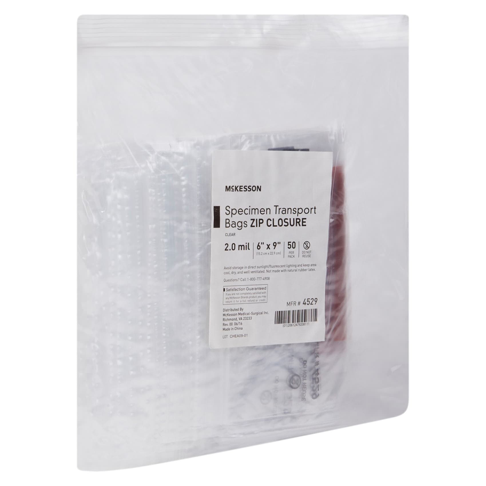 McKesson Plain Specimen Transport Bag, Transparent Black-Orange Legend - Image 2