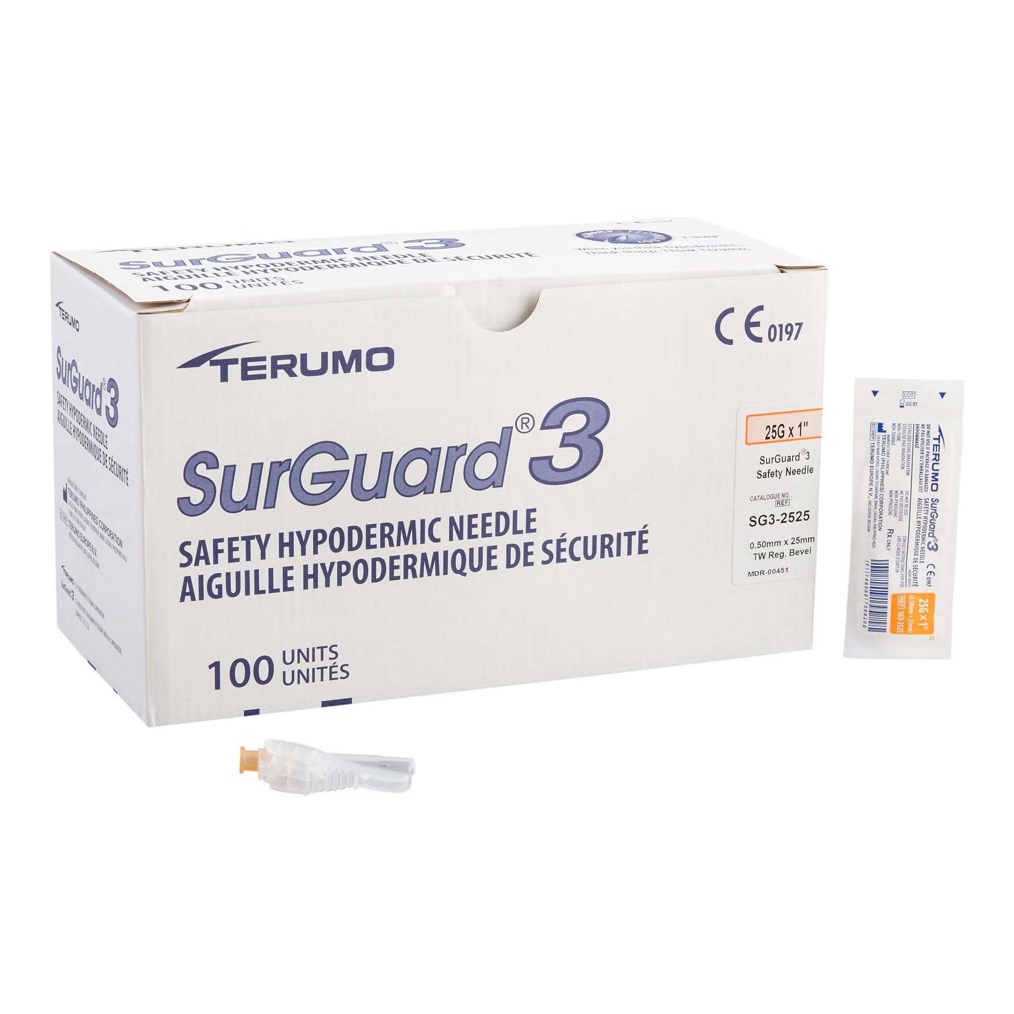 Terumo Surguard3 Safety Needles Needle, 25G x 1" - Case of 800 - Image 1