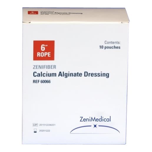 ZeniMedical ZeniFiber Calcium Alginate Wound Dressing, 6" Rope - Box of 10 - Image 1