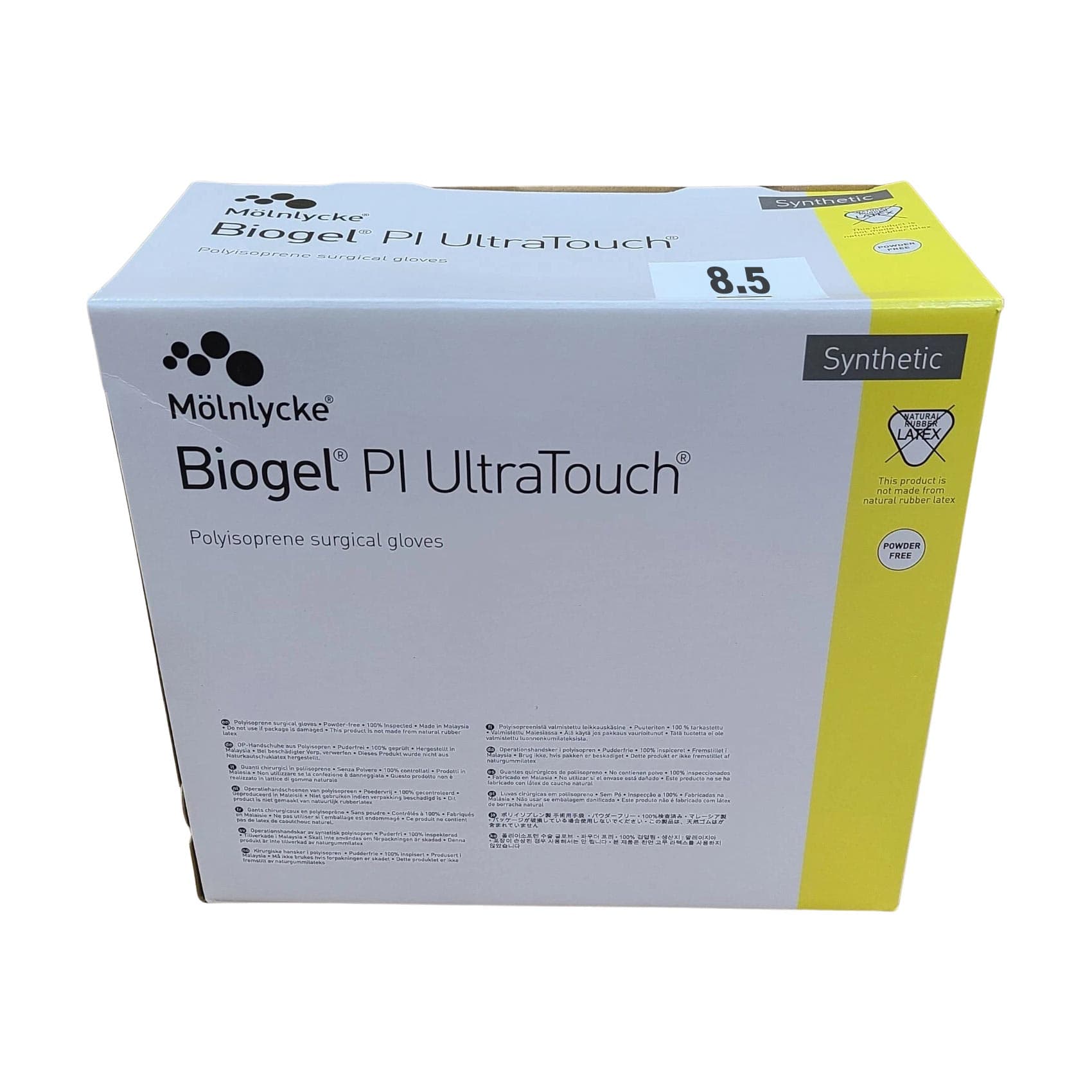 Biogel PI UltraTouch Surgical Glove Opaque Beige Neutral Beaded Cuff Standard, Size 8.5 - Box of 50 - Image 1