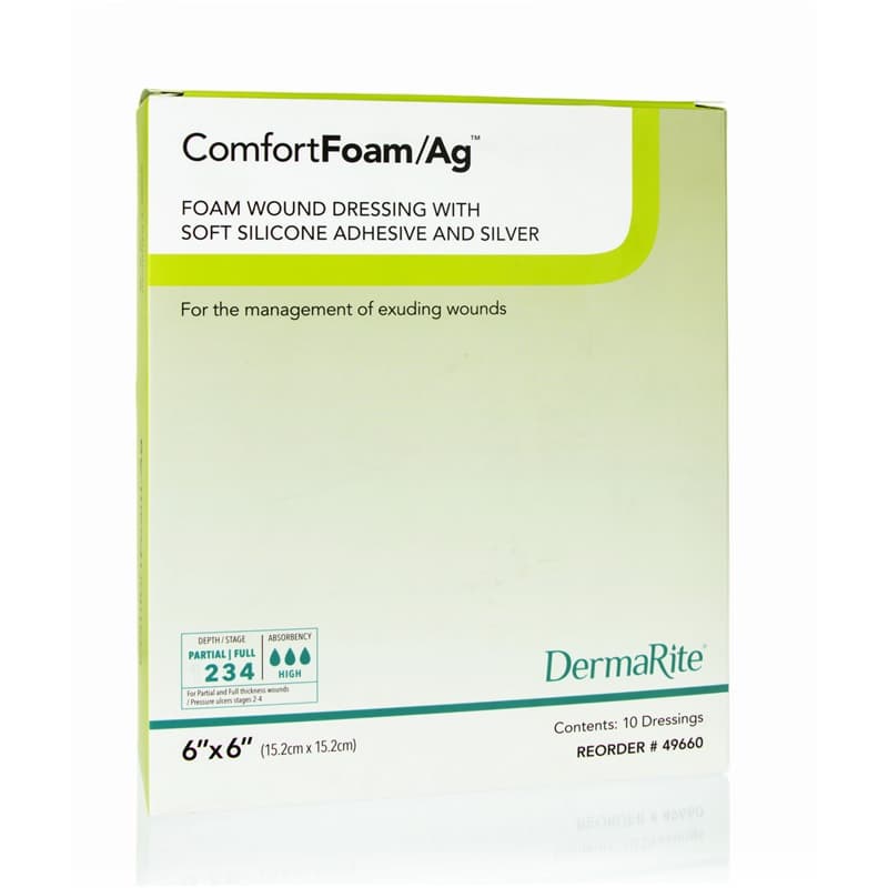 ComfortFoam Ag Foam Wound Dressing with Soft Silicone Adhesive and Silver - Image 2