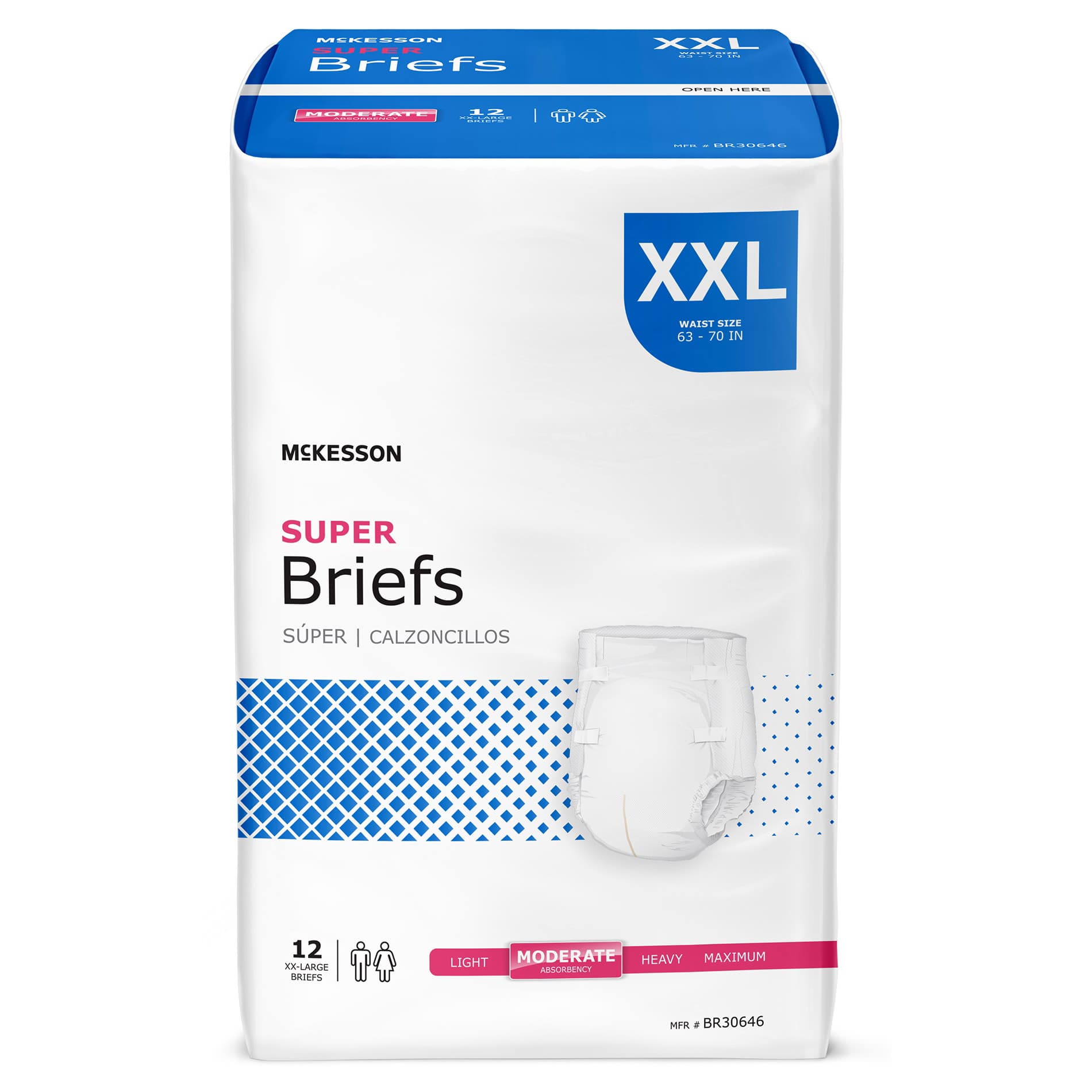 McKesson Super Incontinence Briefs, 2XLarge - Bag of 12 - Image 1