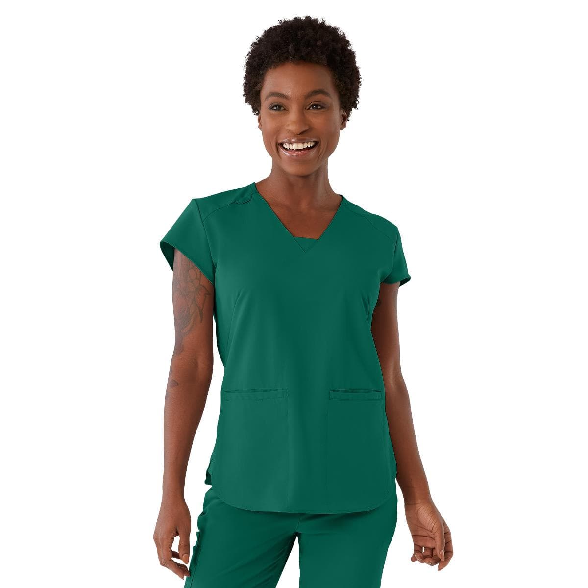 Medline Monroe AVE Women's Scrub Top, Hunter Green, Small - Image 1