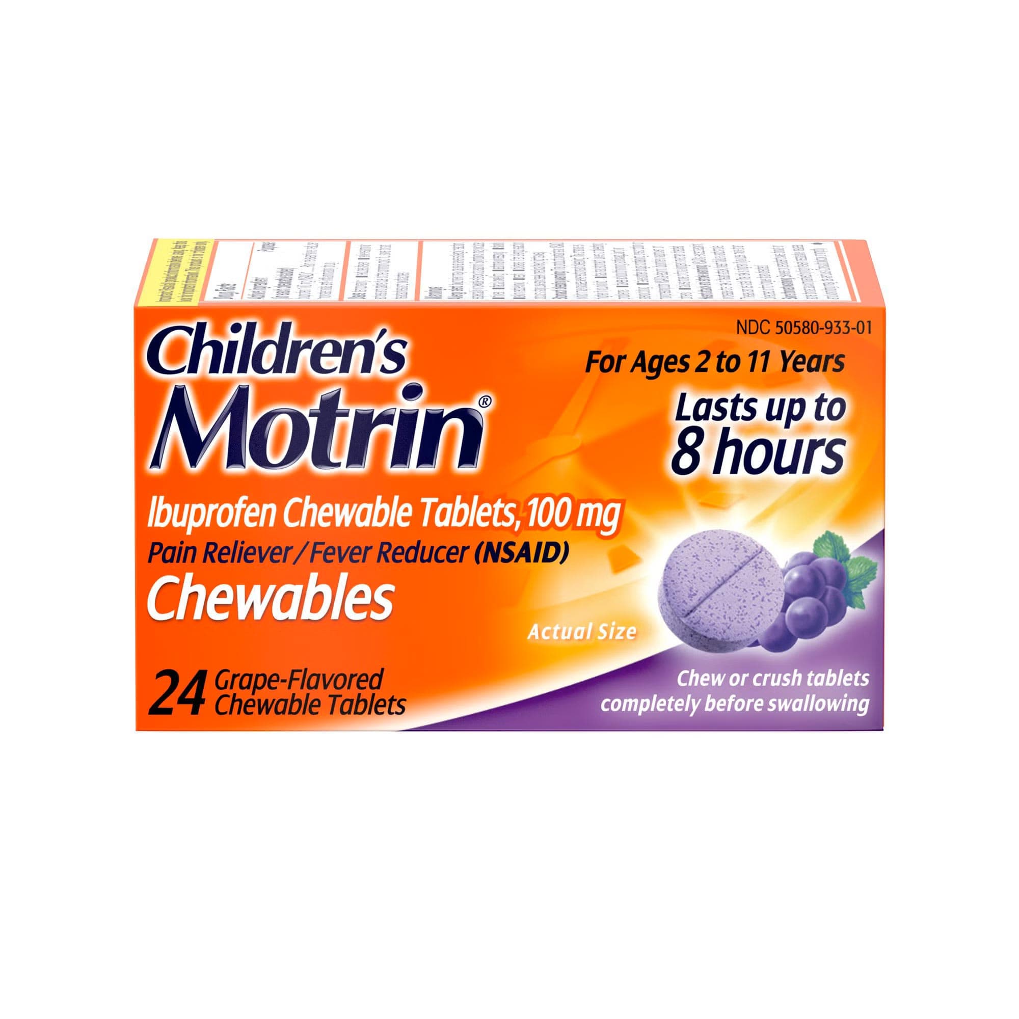 Motrin Children'S Pain Relief Chewable Tablet, Grape Flavor - Image 3