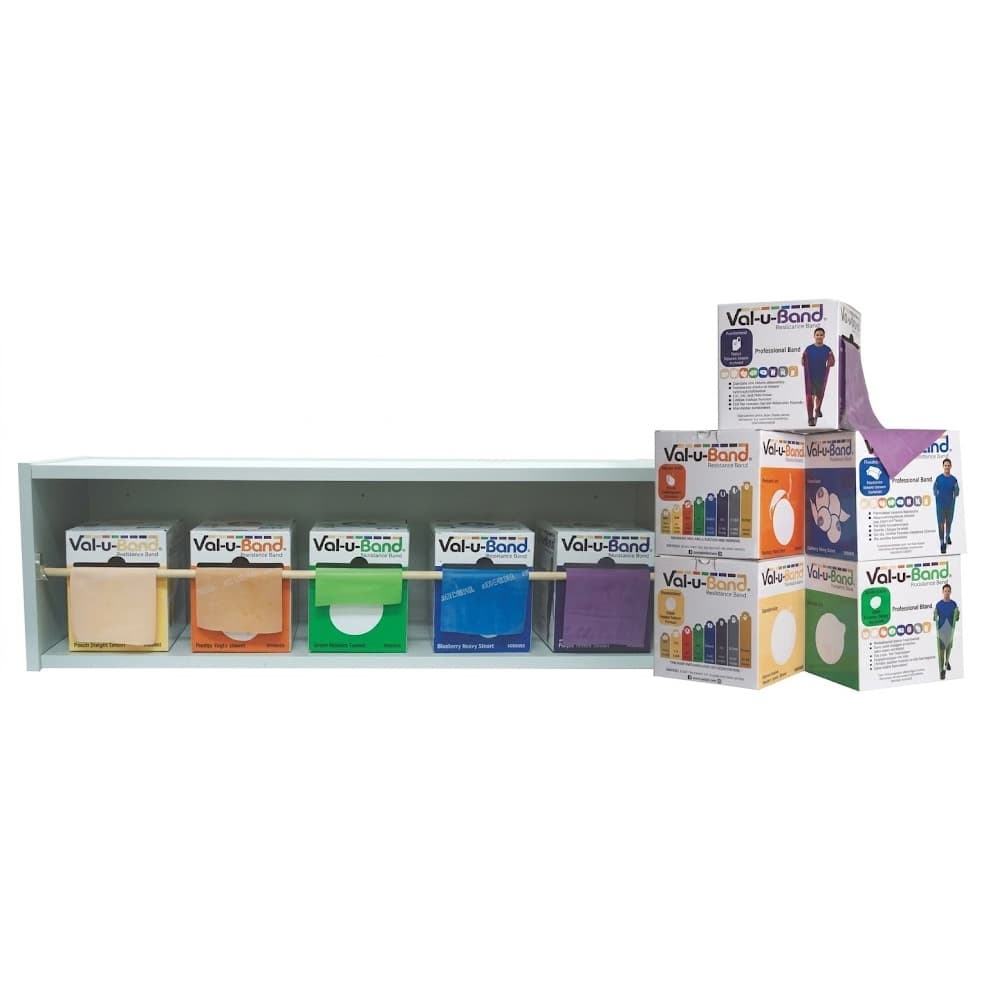 Val-U-Band Low Powder Exercise Band With Wood Rack, Twin-Pak - Set of 5 - Image 1