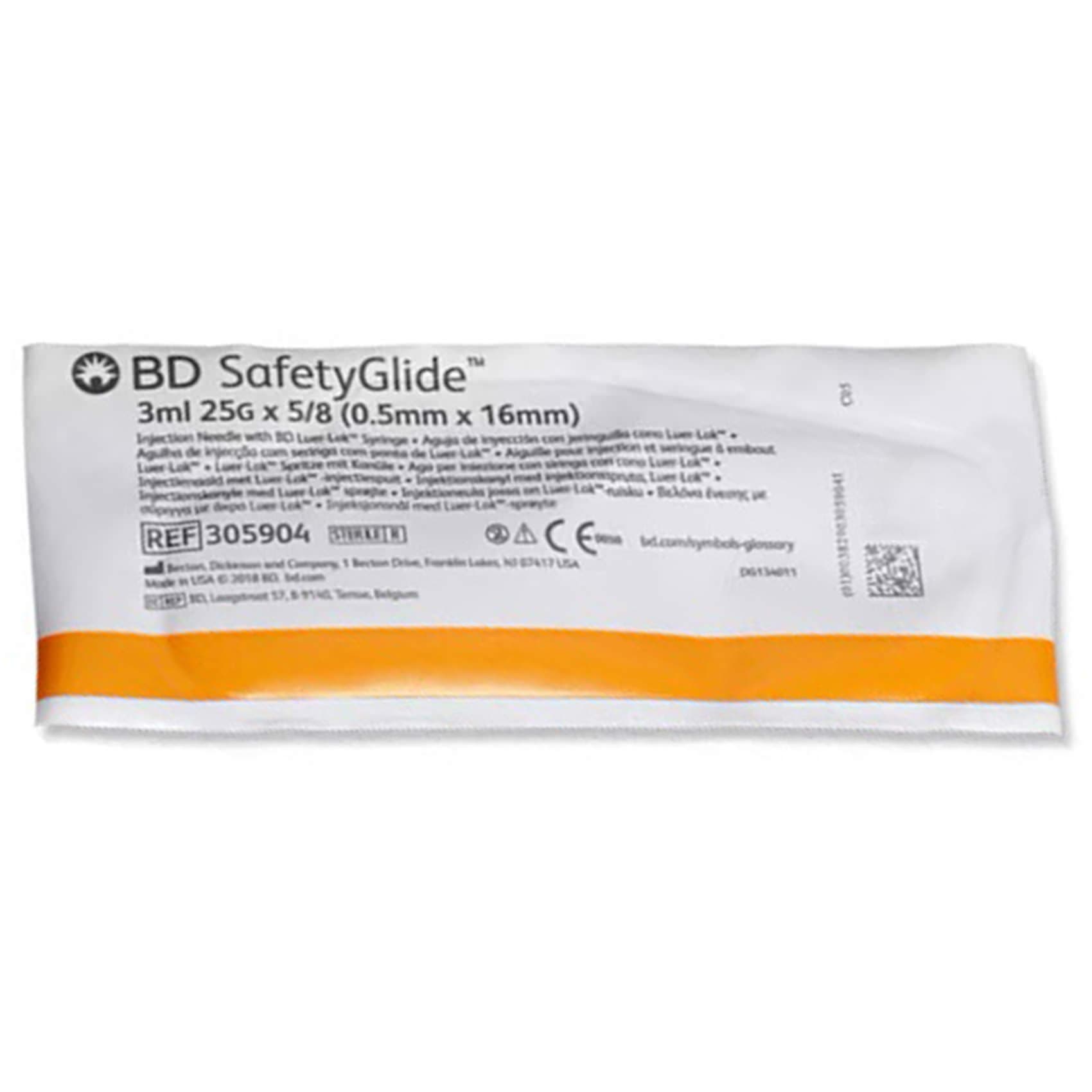 BD SafetyGlide Safety Hypodermic Syringe with Needle, 25 Gauge, 5/8 Inch - Each - Image 1