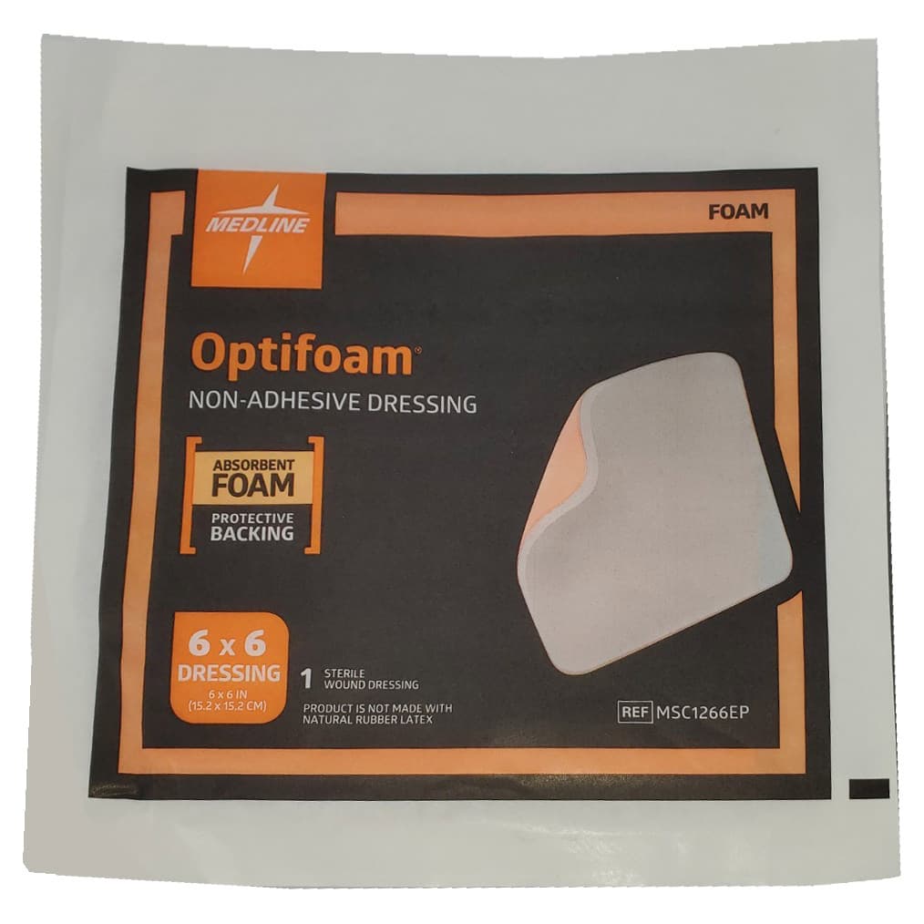 Optifoam Non Adhesive Foam Dressing, Sterile, 6 x 6 Inch - Each - Image 1