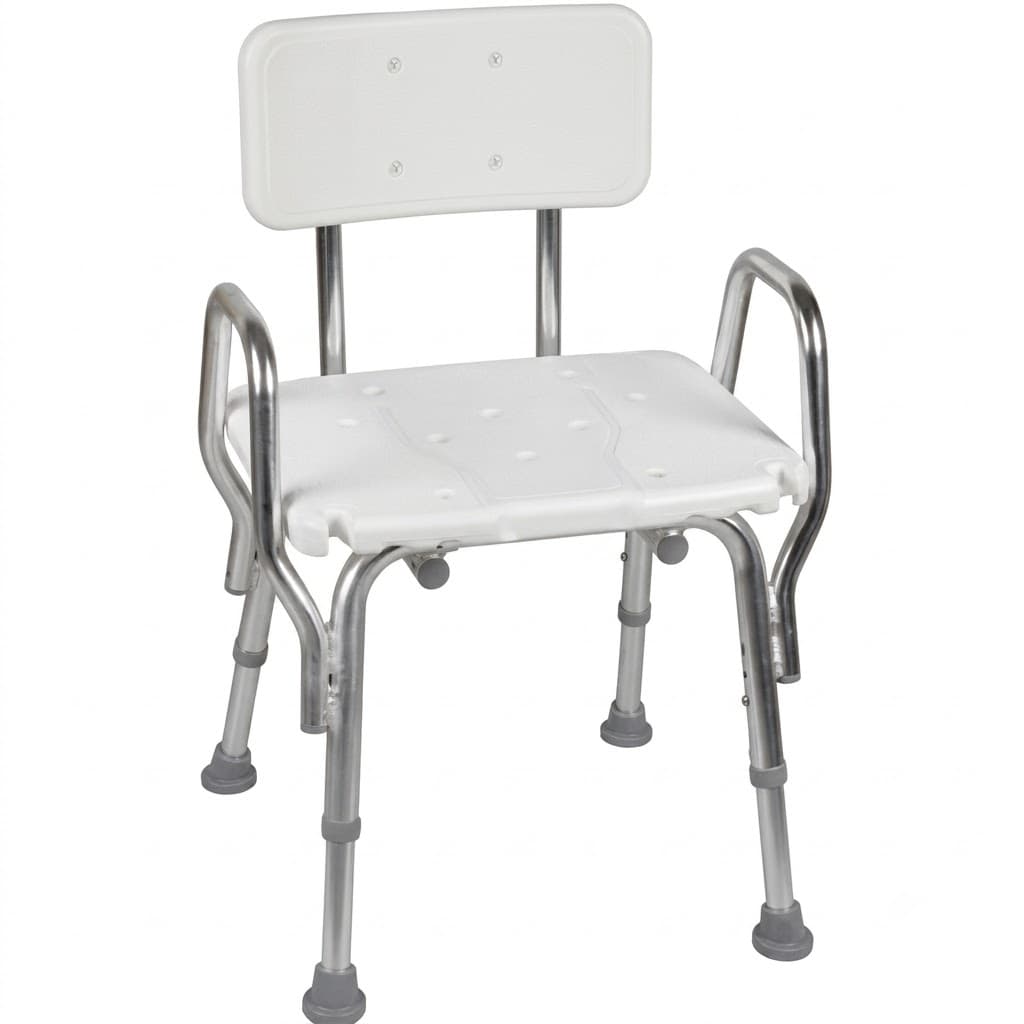 DMI Shower Chair with Backrest, Aluminum Frame
