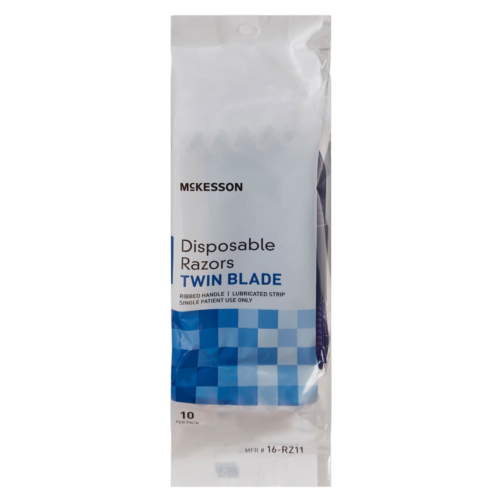McKesson Razor Stainless Steel Blade Blue Plastic Handle Twin Blade - Image 4