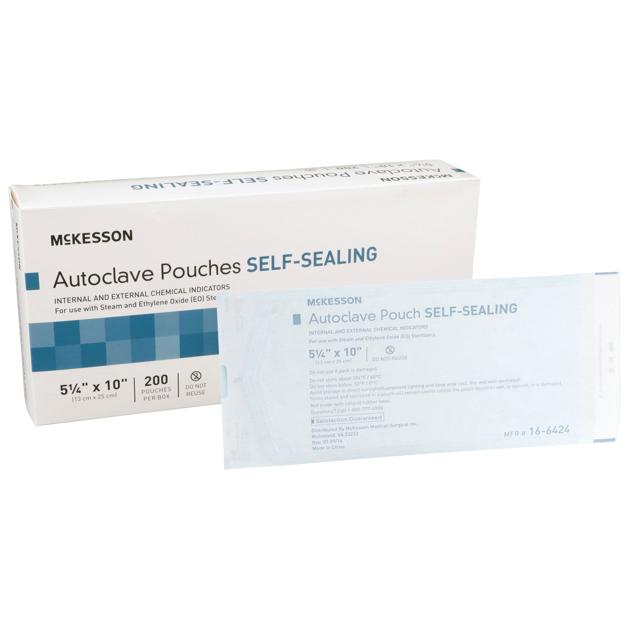 McKesson Sterilization Pouch Transparent Blue-White, 5-1/4 x 10 Inch - Box of 200 - Image 1