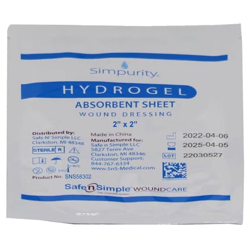 Simpurity Non Bordered Hydrogel Absorbent Sheet, 2 x 2 Inch - Each - Image 1