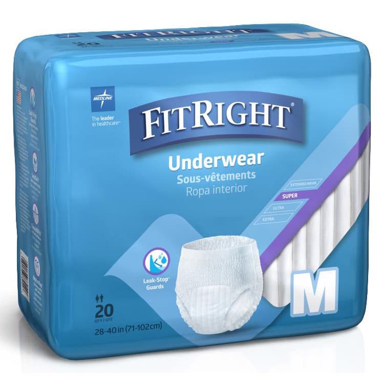 FitRight Super Adult Incontinence Underwear, Medium - Bag of 20 - Image 1