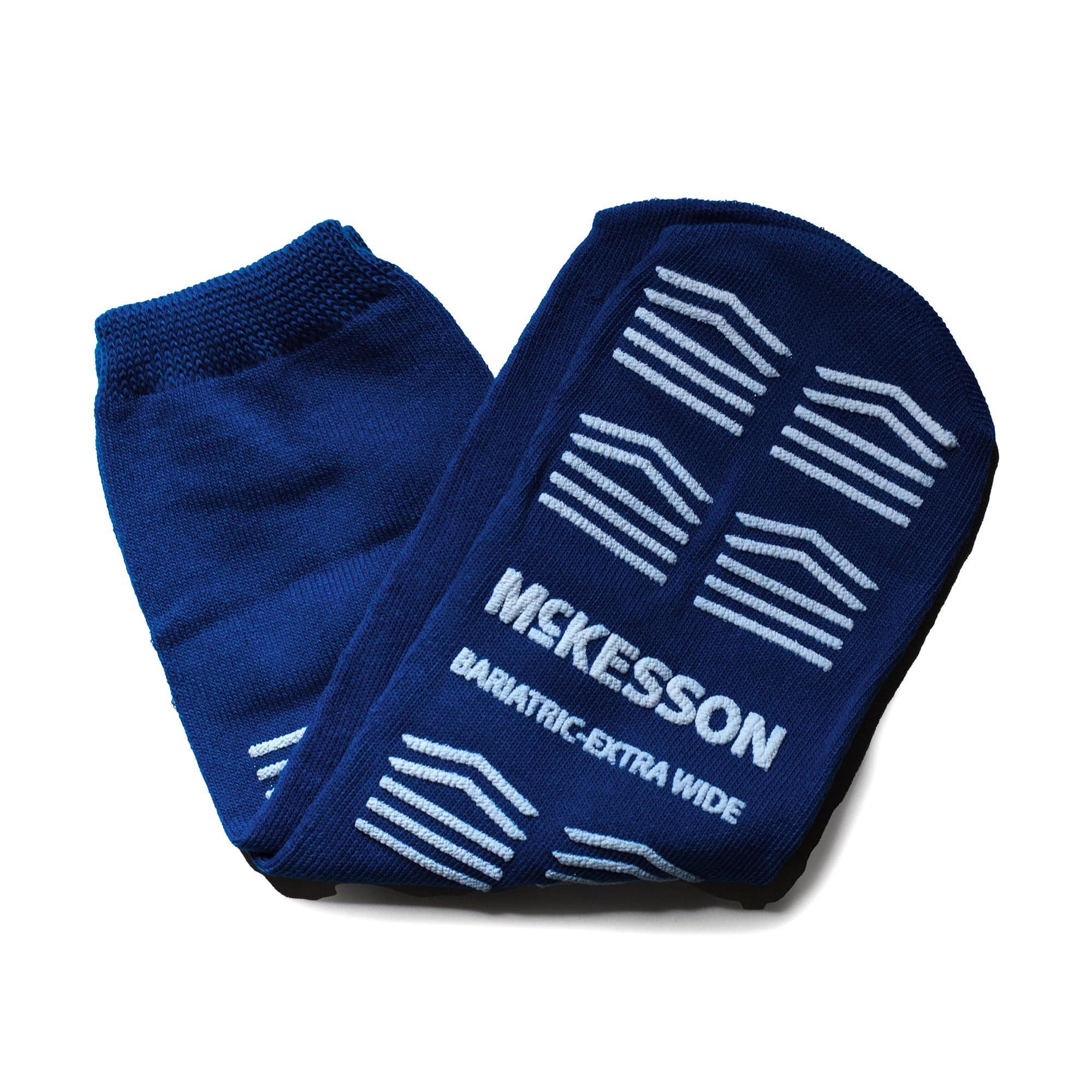 McKesson Unisex Adult Bariatric Slipper Socks, X-Wide, Single Tread, Royal Blue - Pair - Image 1