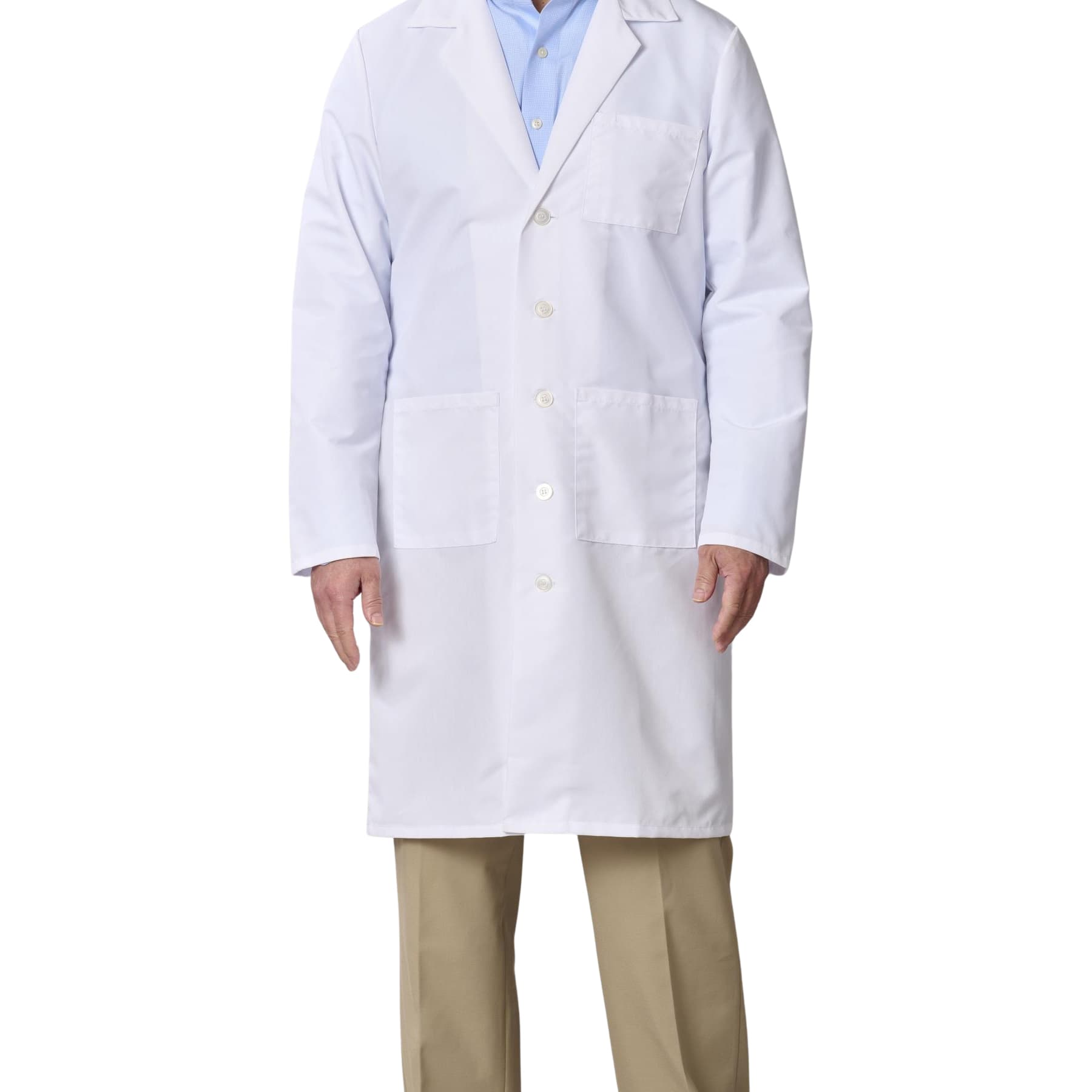 Medline Unisex Propel 4-Pocket Full-Length Lab Coat - Image 1