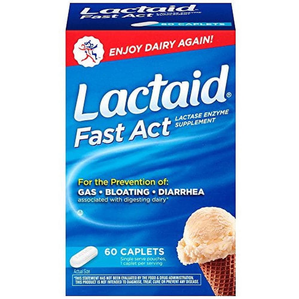 Lactaid Fast Act Lactaze Enzyme Caplets, 60 Count - Each - Image 1