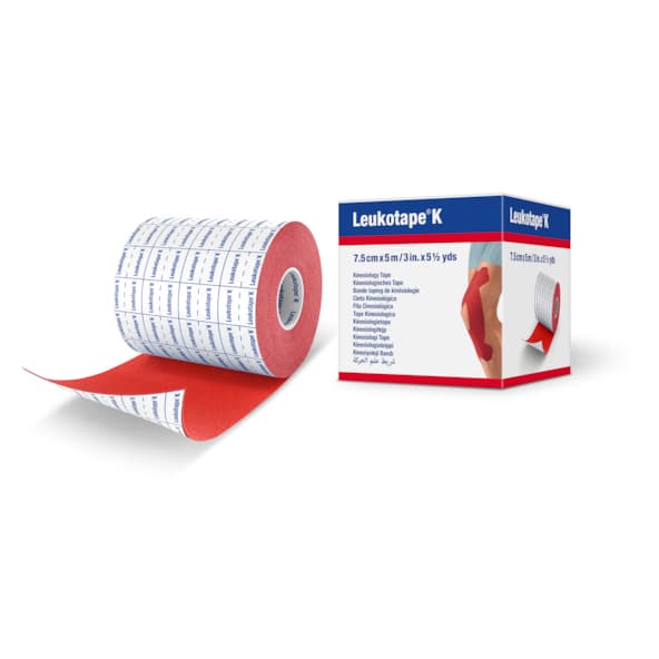 Leukotape Orthopedic Corrective Tape, 3 Inch x 5.5 Yards, Red - Package of 5 - Image 1